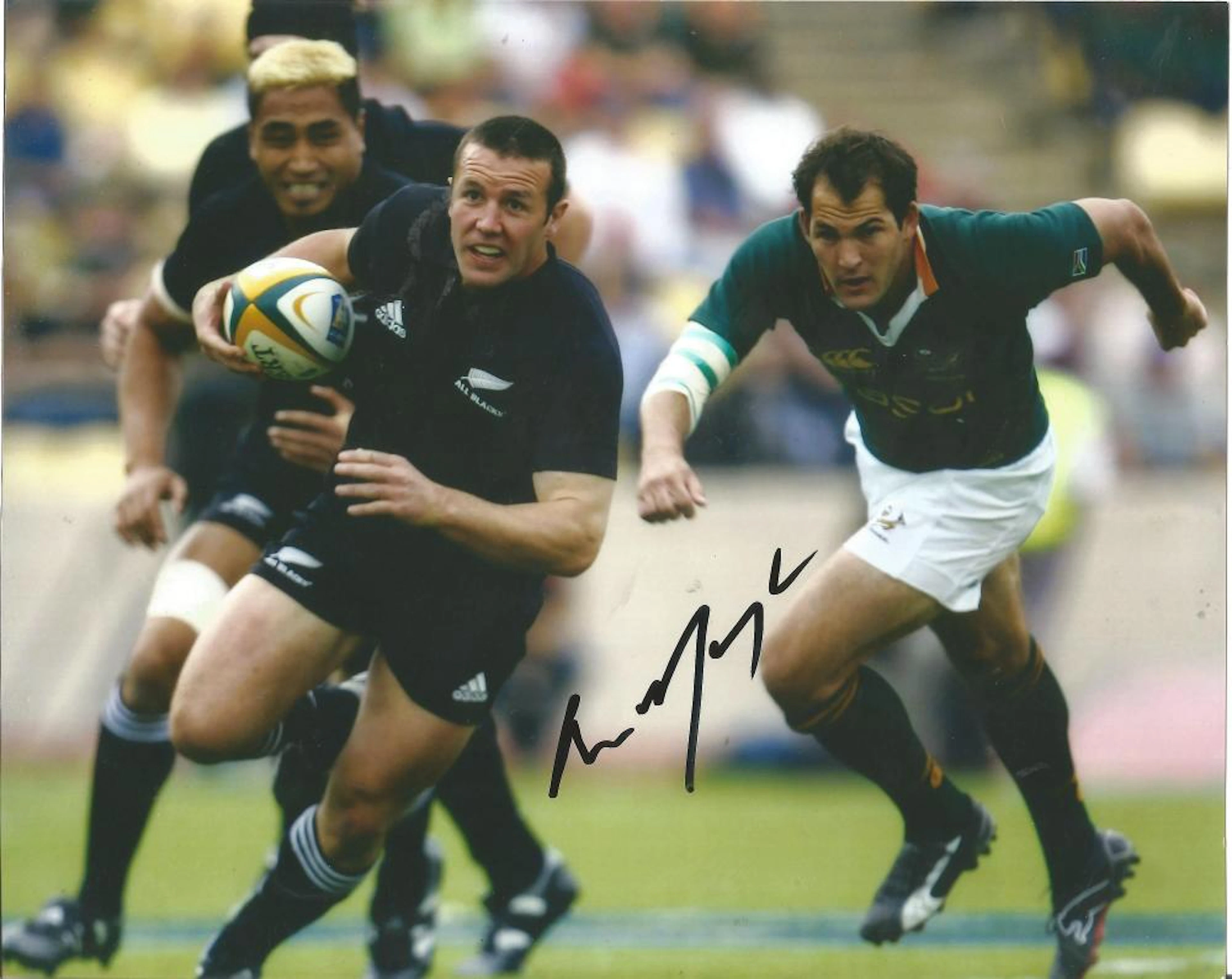 Rugby Aaron Mauger 10x8 signed colour photo picture playing for New Zealand. Aaron Joseph Douglas