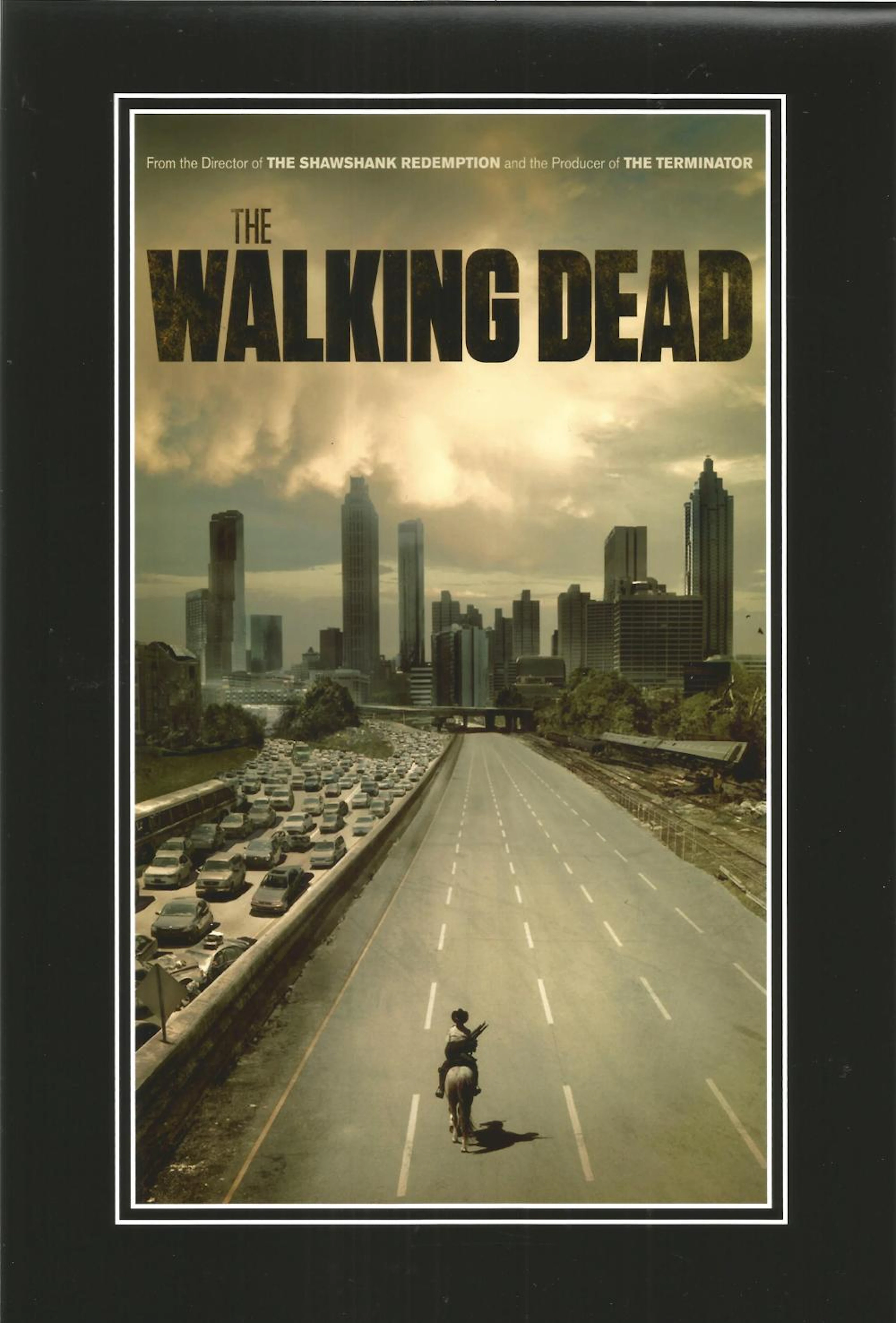 Set of 6 ""The Walking Dead"" photos. Each photo is designed with a black border to make it look