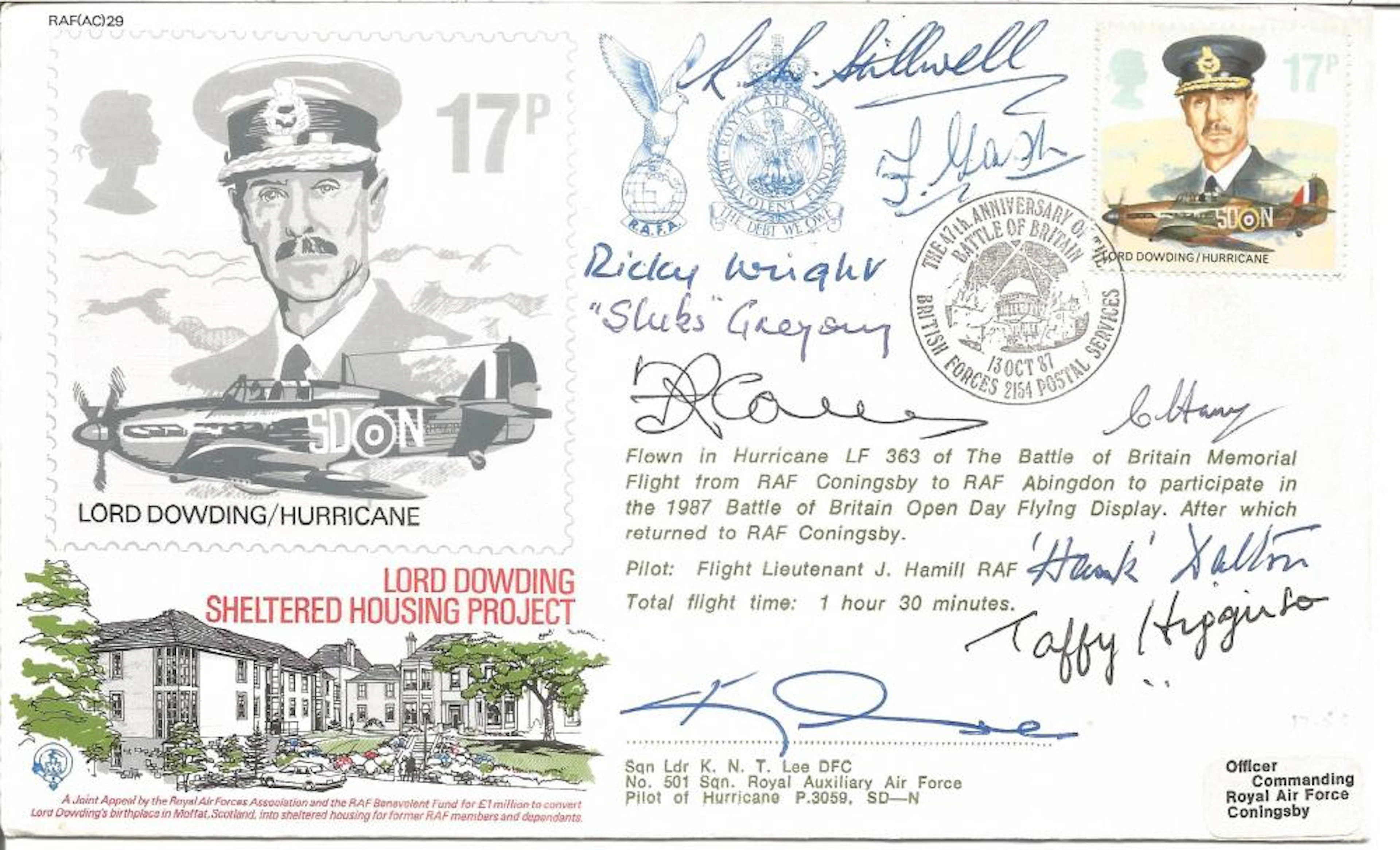 WW2 Multiple signed Battle of Britain cover. Nine signed inc. R. L. Stillwell, Ricky Wright,