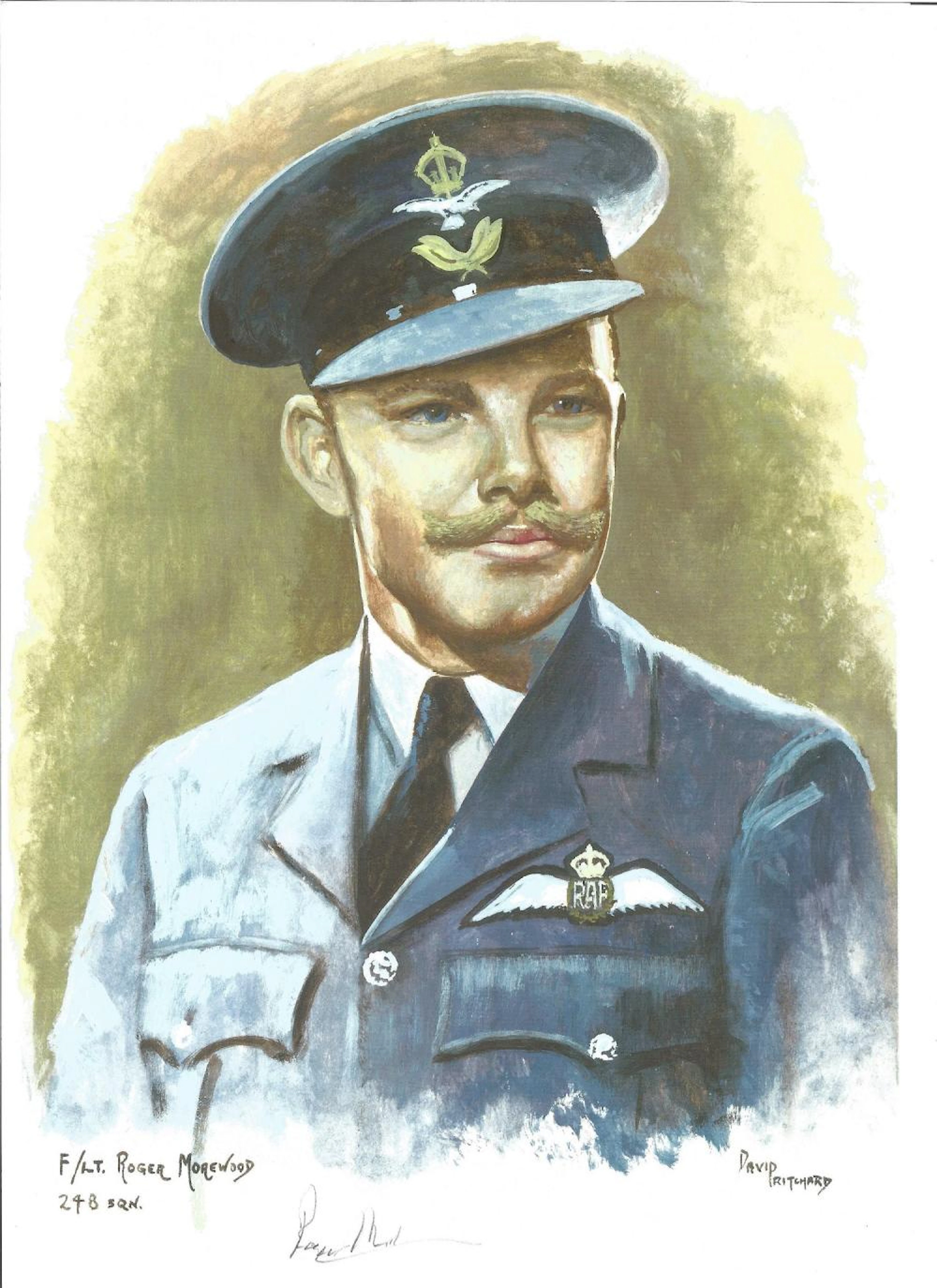 F/Lt Roger Morewood WW2 RAF Battle of Britain Pilot signed colour print 12 x 8 inch signed in
