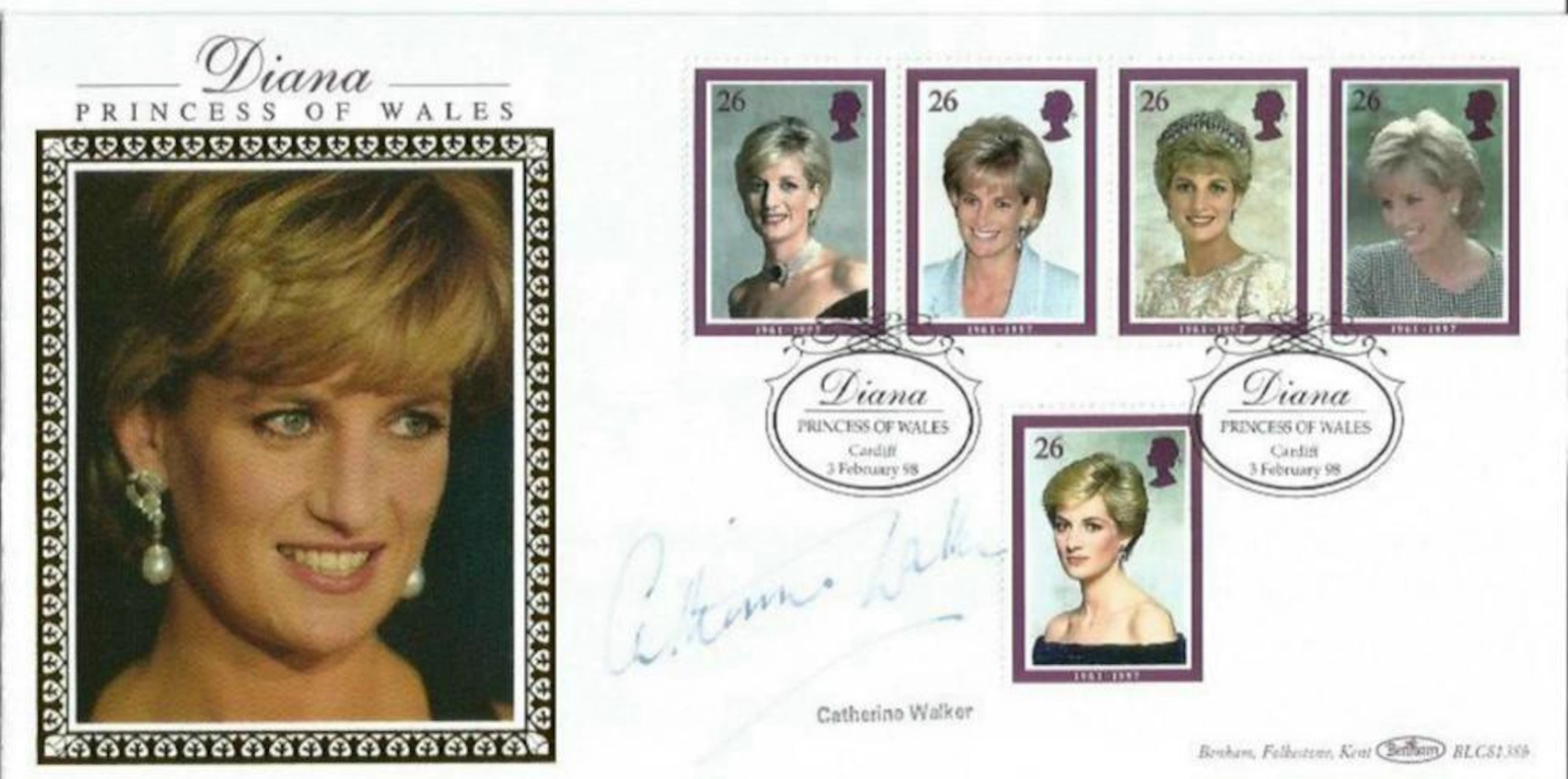 Catherine Walker signed Diana Princess of Wales FDC. 3/2/98 Cardiff postmark. BLCS138b. ood
