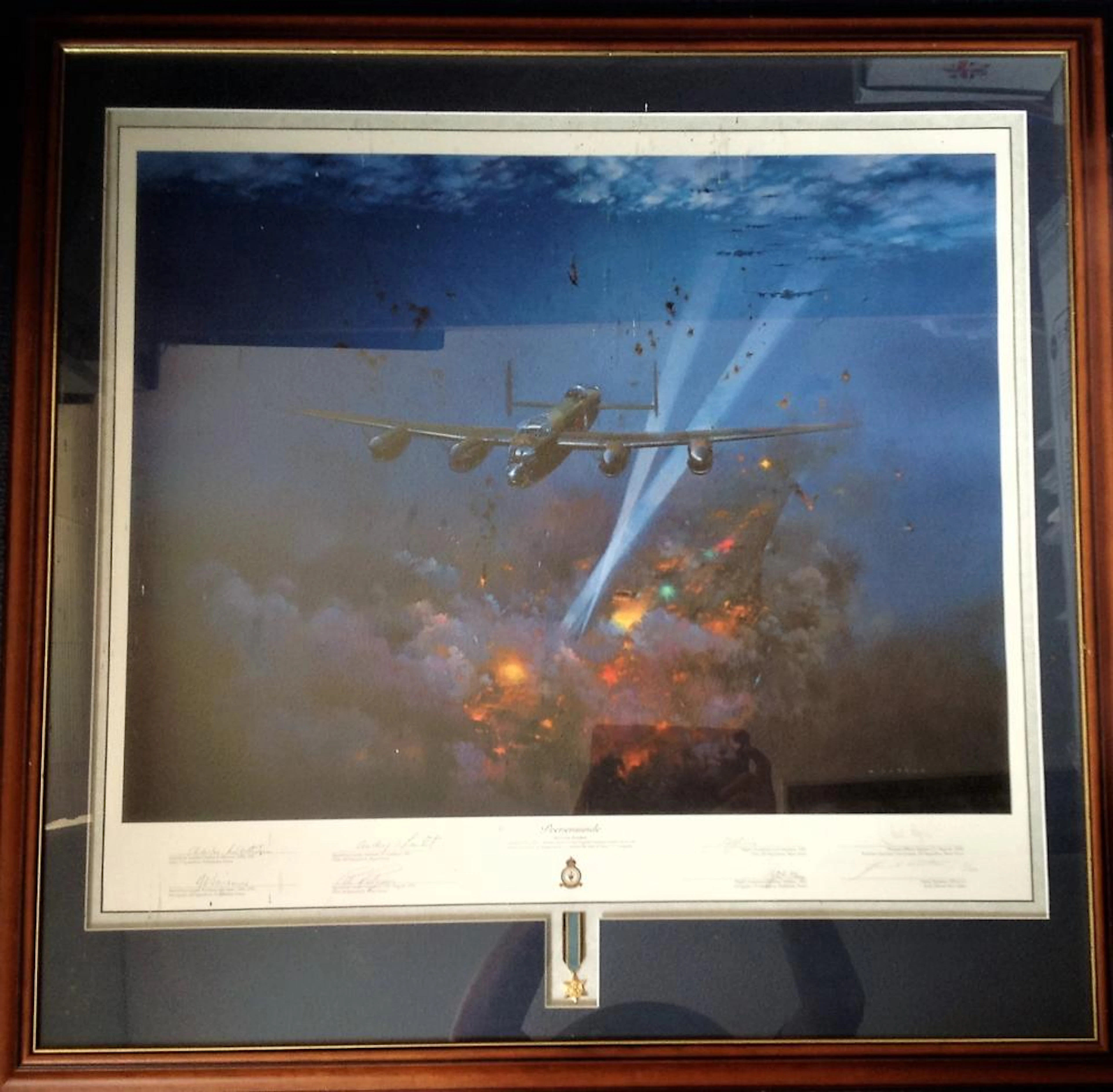 WW2 print Peenemunde by Frank Wootton. Signed by the artist: Frank Wootton and Squadron Leader