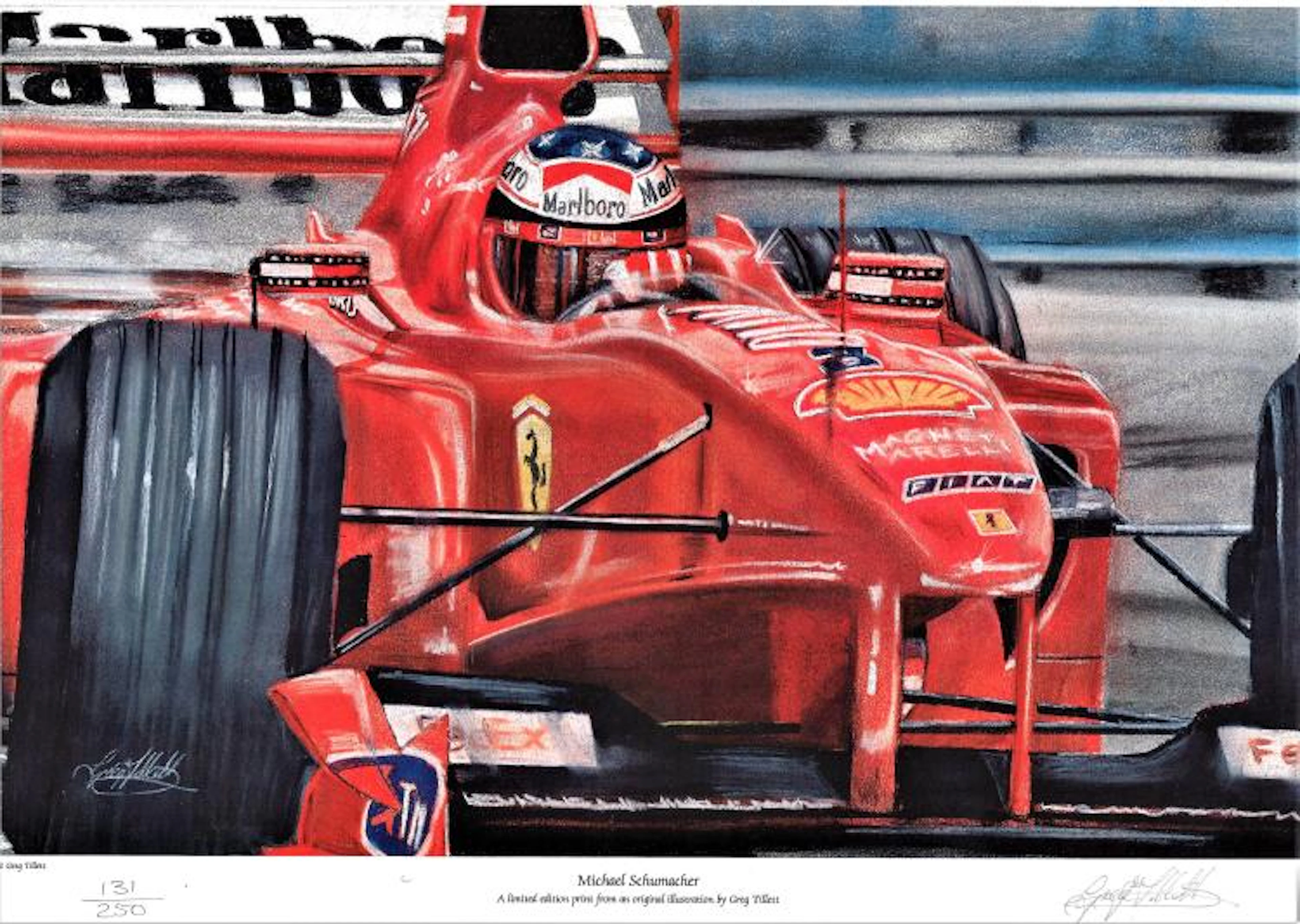 Motor Racing Michael Schumacher 17x12 limited edition print (131/250) of the 7 times world formula