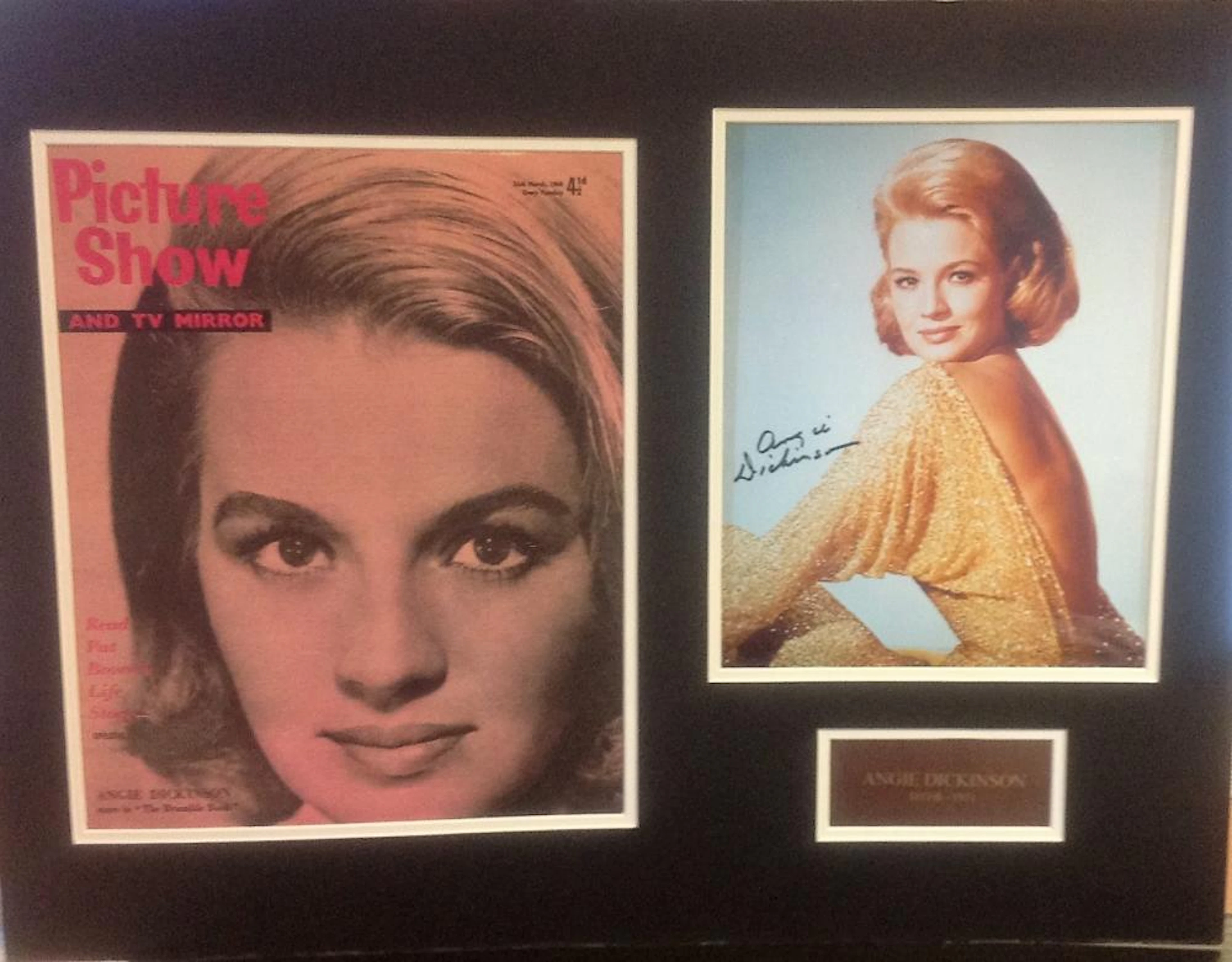 Angie Dickinson 17x22 overall mounted signature piece includes Picture show and TV Mirror magazine