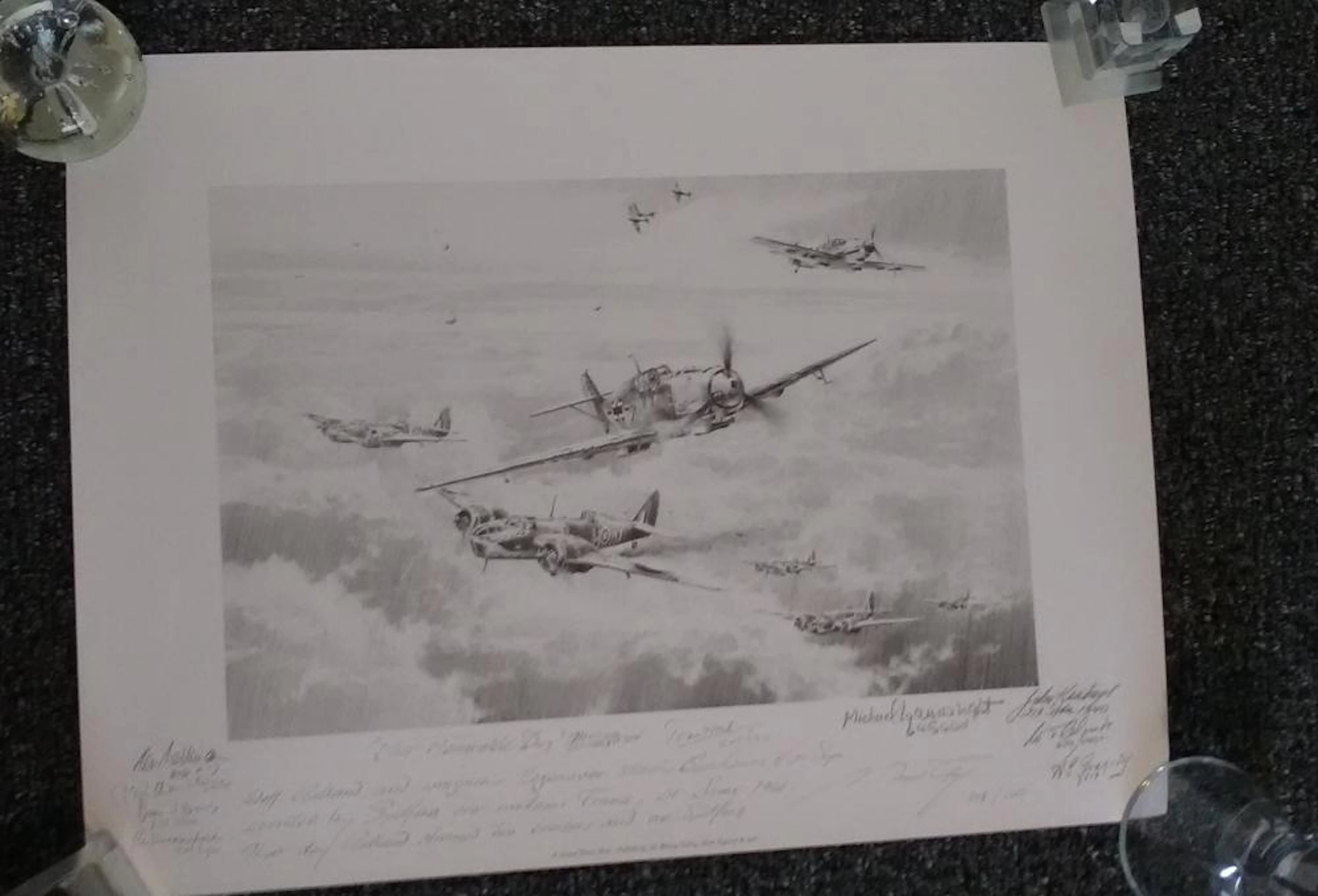 Most Memorable Day WW2 24 x 18 black and white print by Robert Taylor signed by Taylor and 10 Battle
