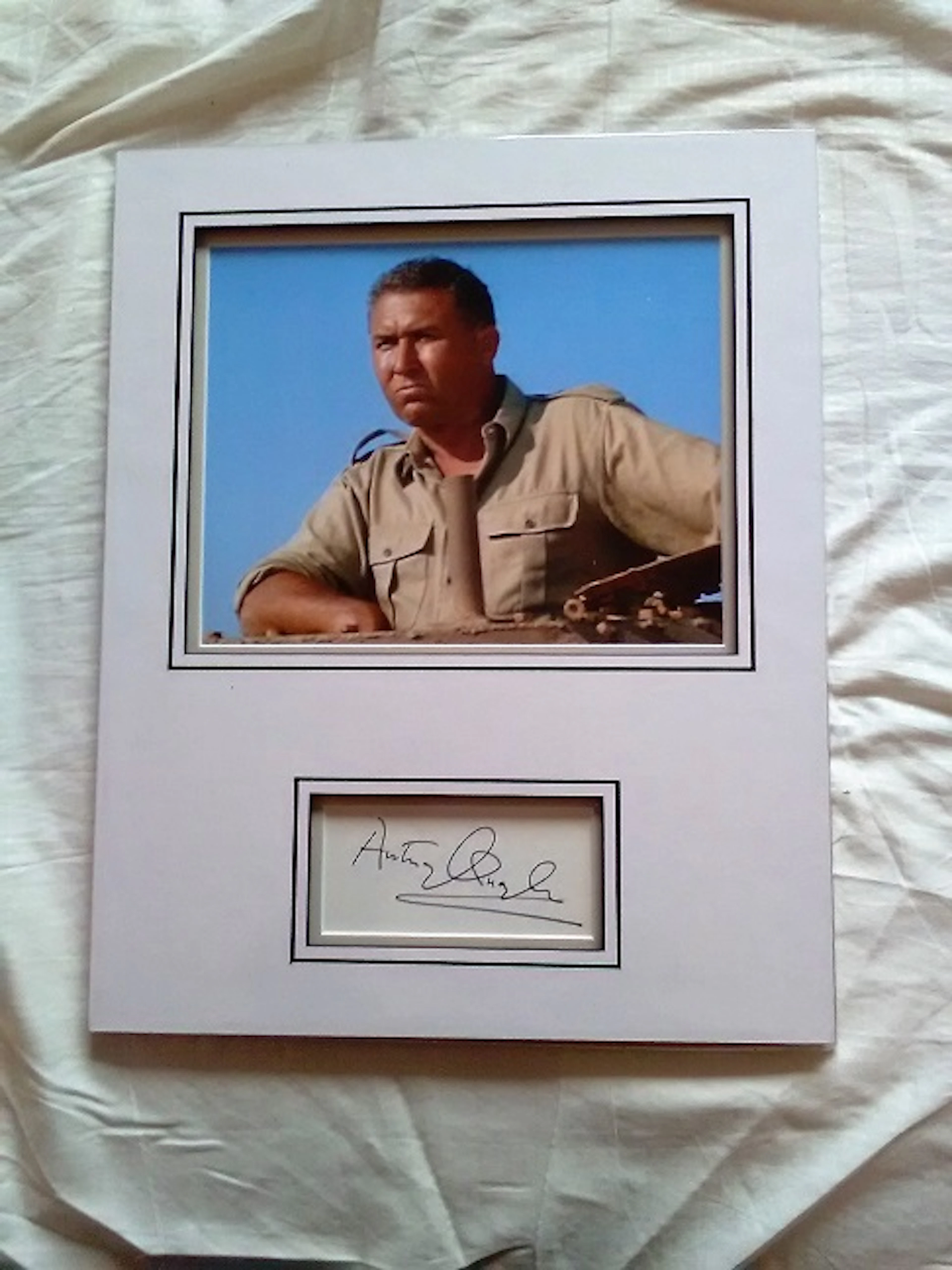 Anthony Quayle signed autograph presentation. High quality professionally mounted 16 x 13 inch