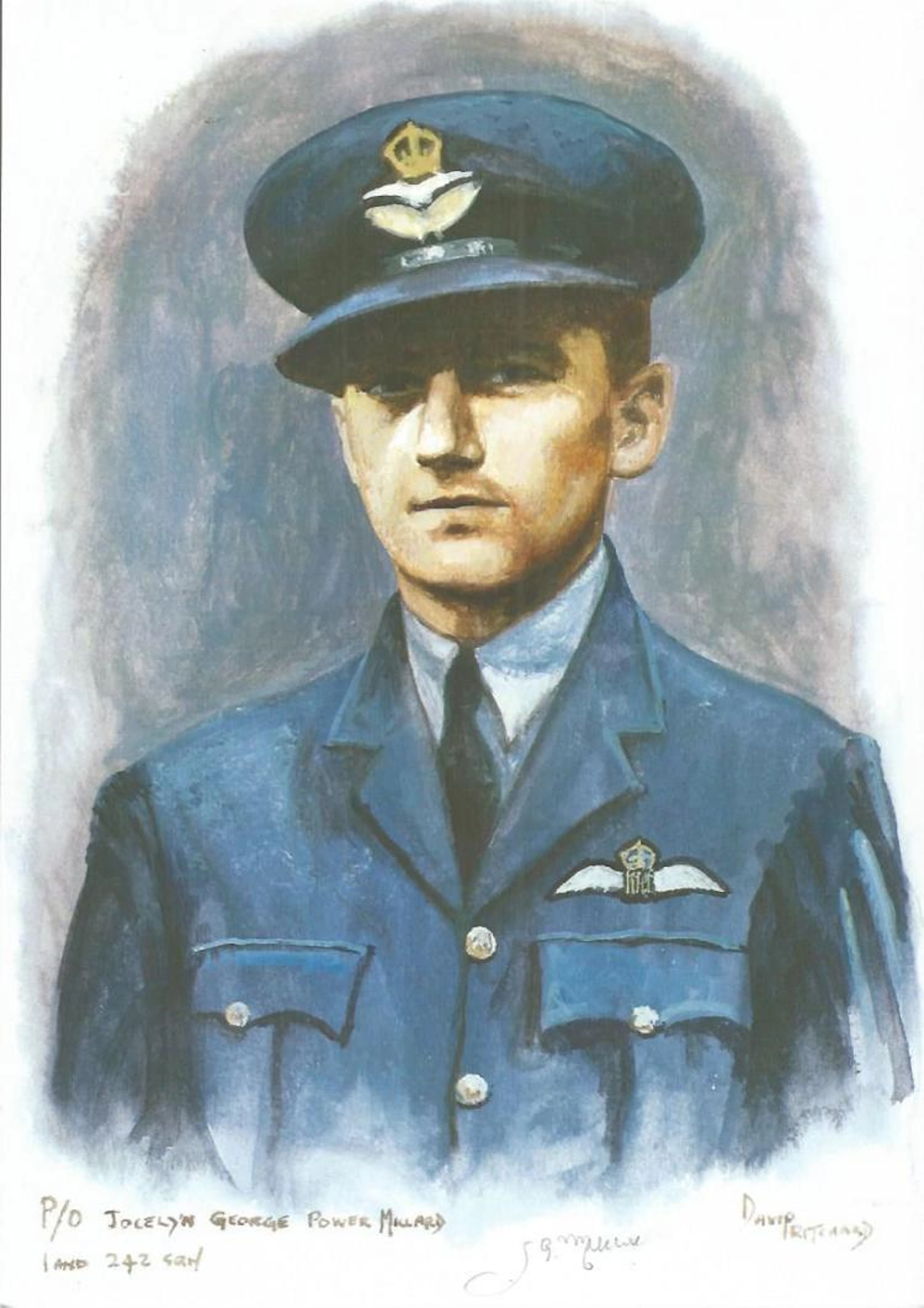 P/O Jocelyn George Power Millard WW2 RAF Battle of Britain Pilot signed colour print 12 x 8 inch