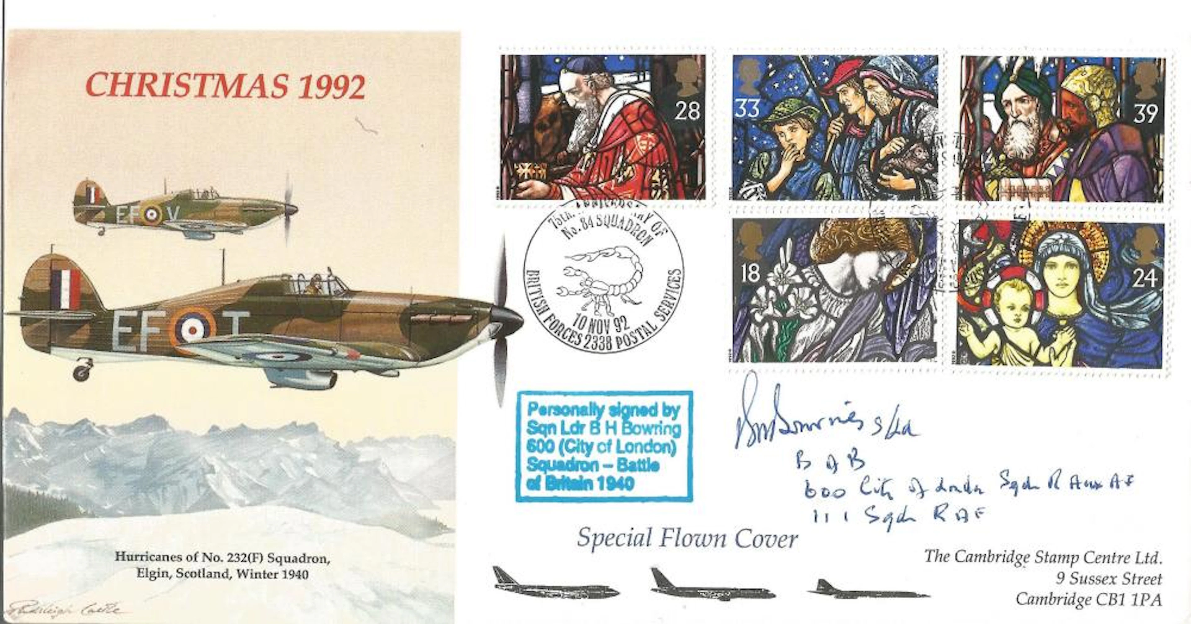 Squadron Leader B H Bowring 600, City of London, Squadron Battle of Britain 1940 veteran signed