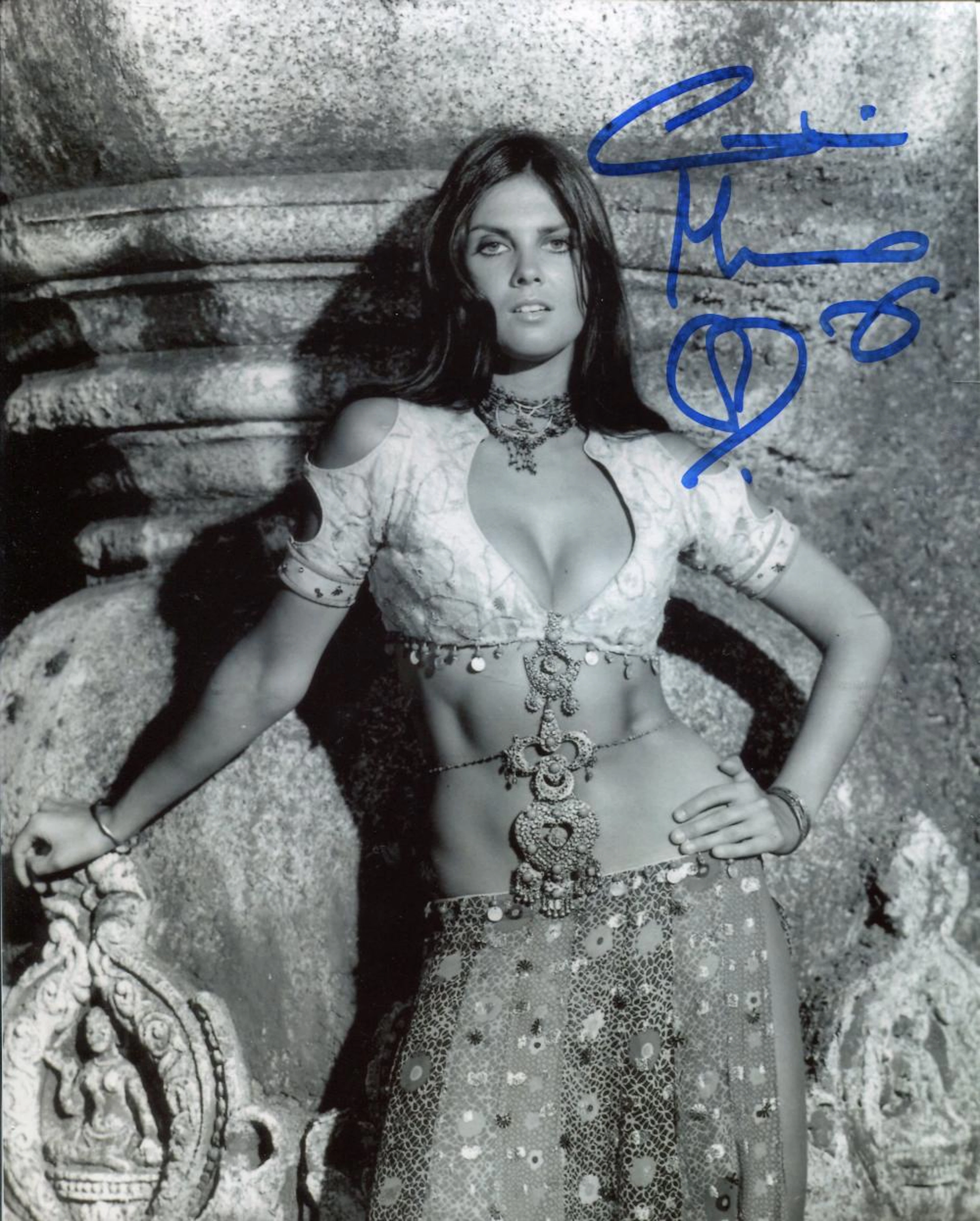 Caroline Munro. Sinbad and the Eye of the Tiger 8x10 photo signed by Bond movie actress Caroline