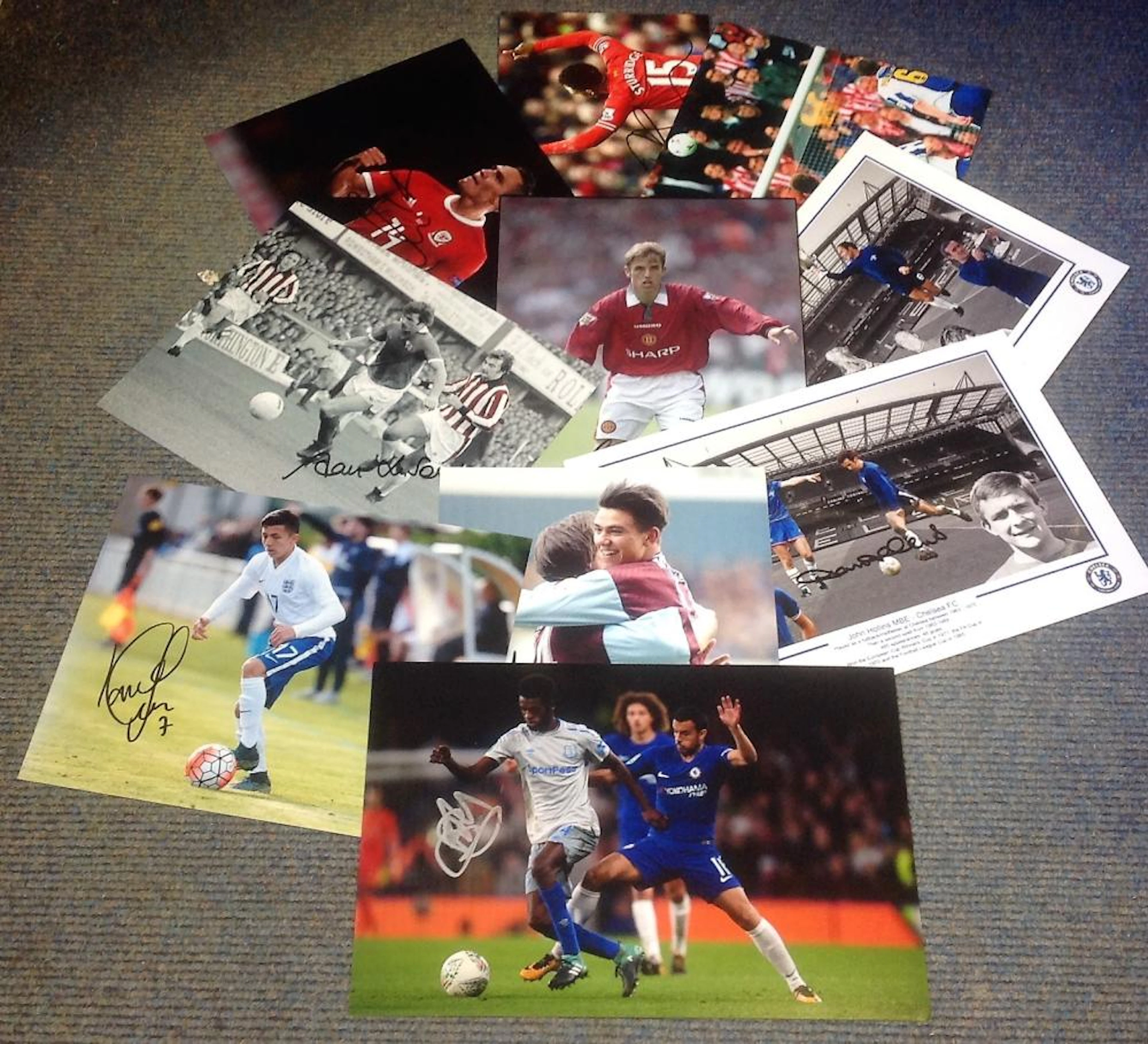 Football collection 10 assorted signed photos some well-known names from the English game includes