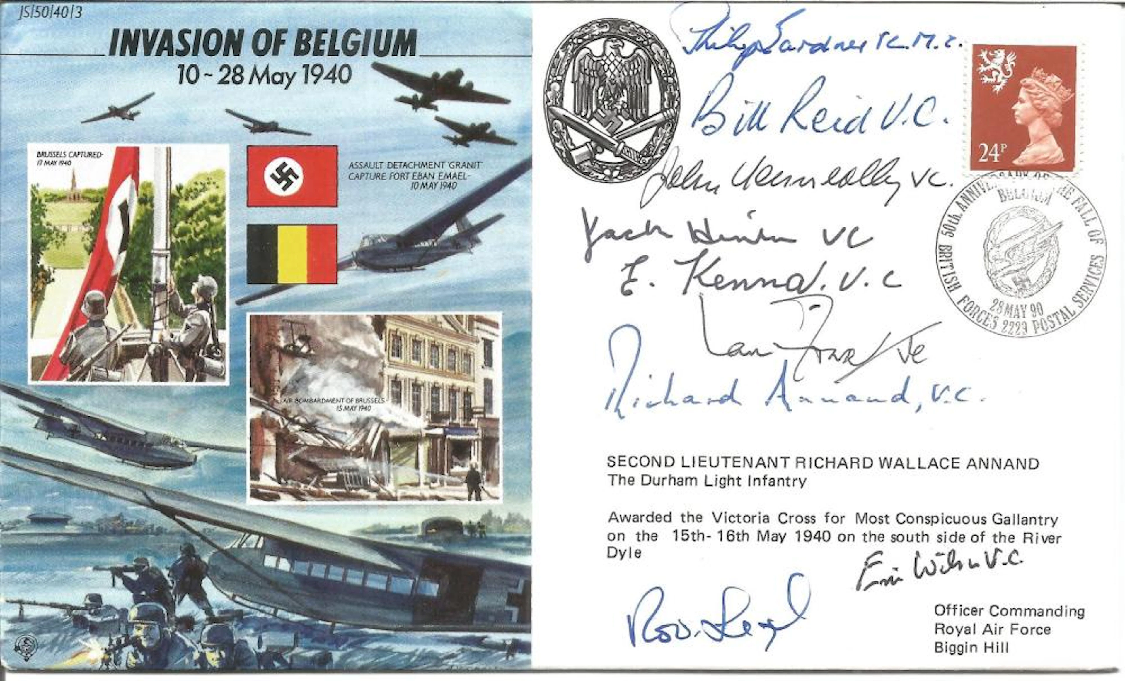 Nine Victoria Cross winners signed Invasion of Belgium 10 28 May 1940 multi signed FDC No. 238 of