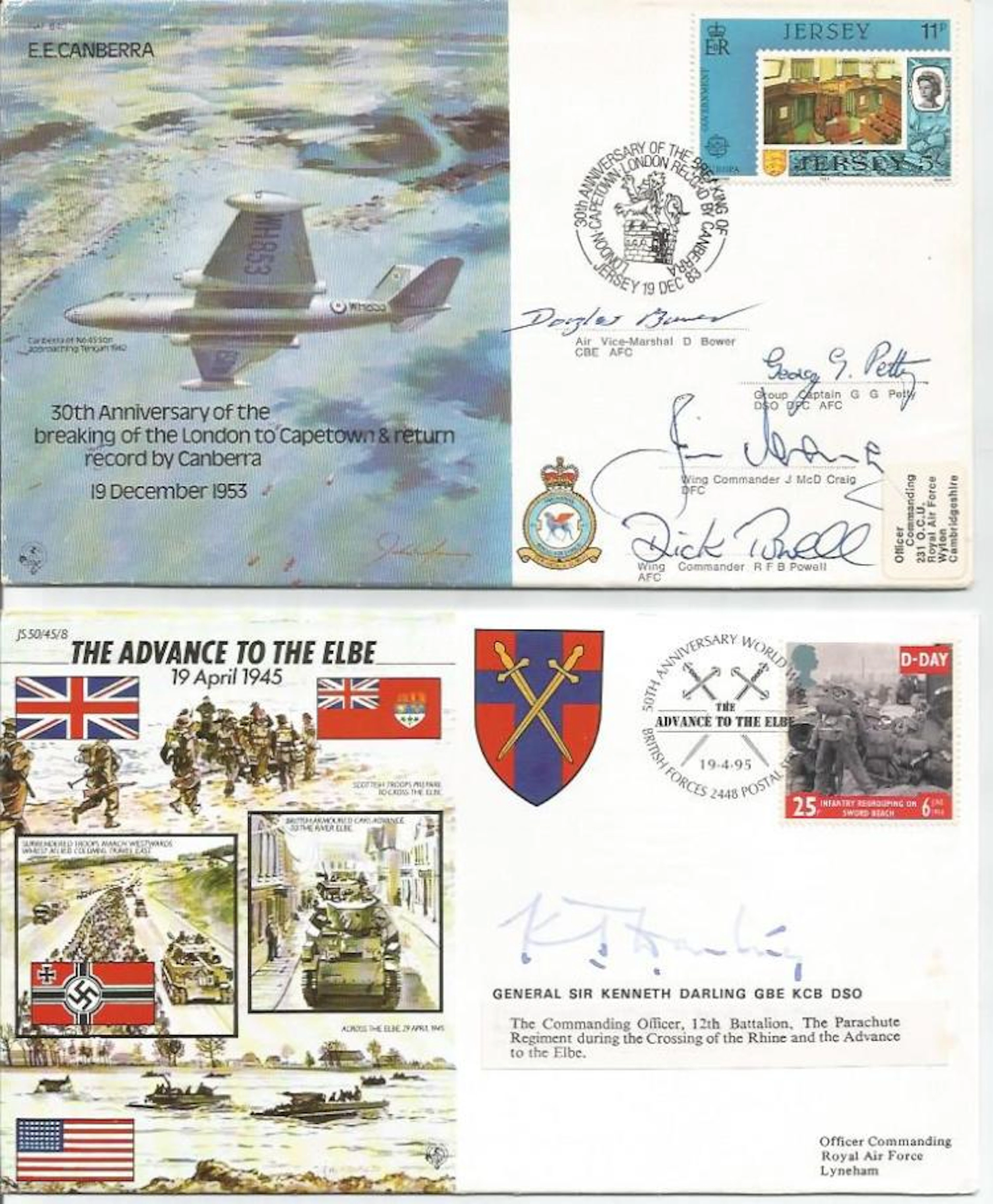 RAF signed cover collection. 6 covers all signed. Includes RAF B40 signed by Air Vice Marshal D