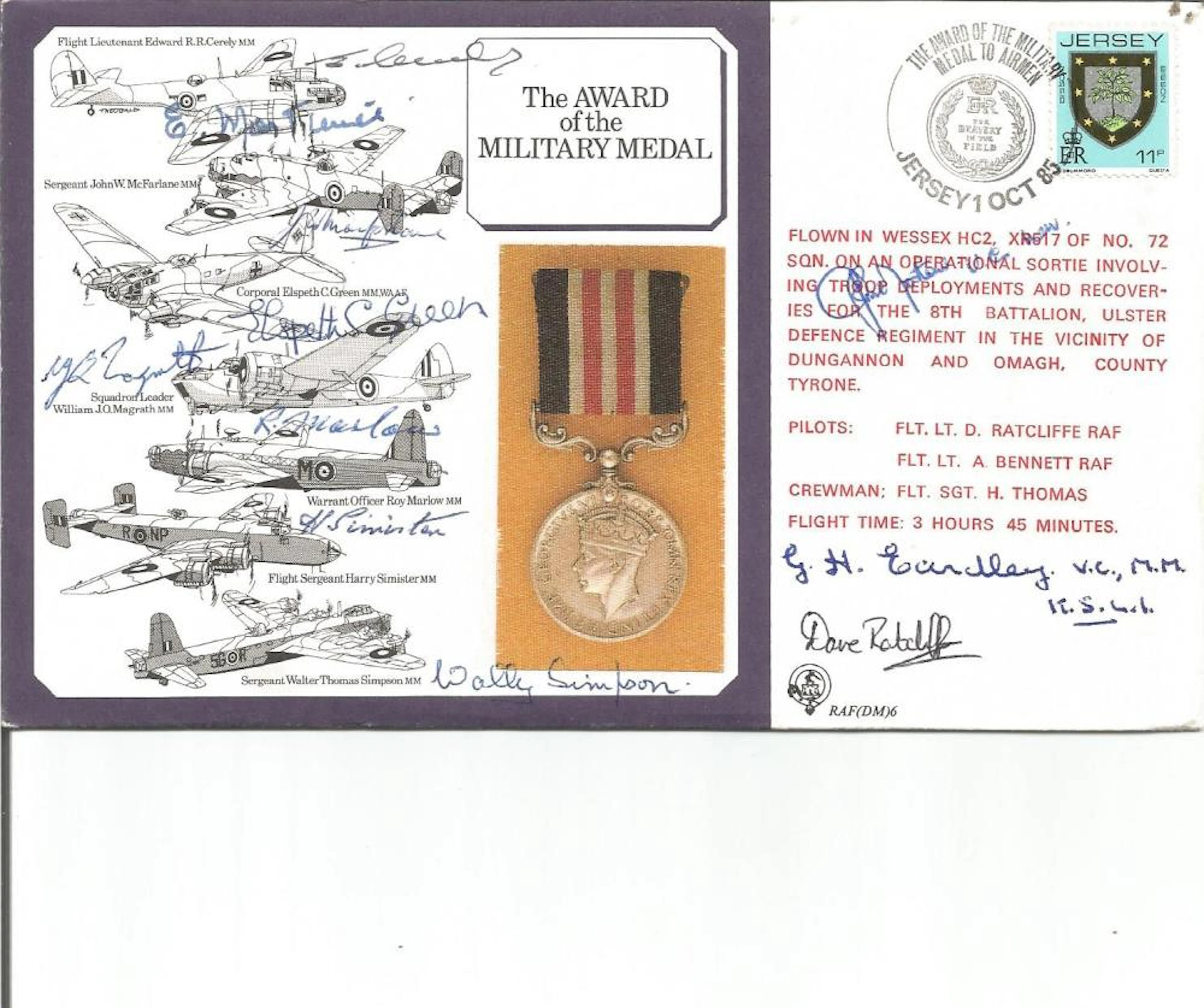 WW2 Award of Military Medal cover signed by 11 WW2 MM medal winners. Includes G H Eardley VC, G