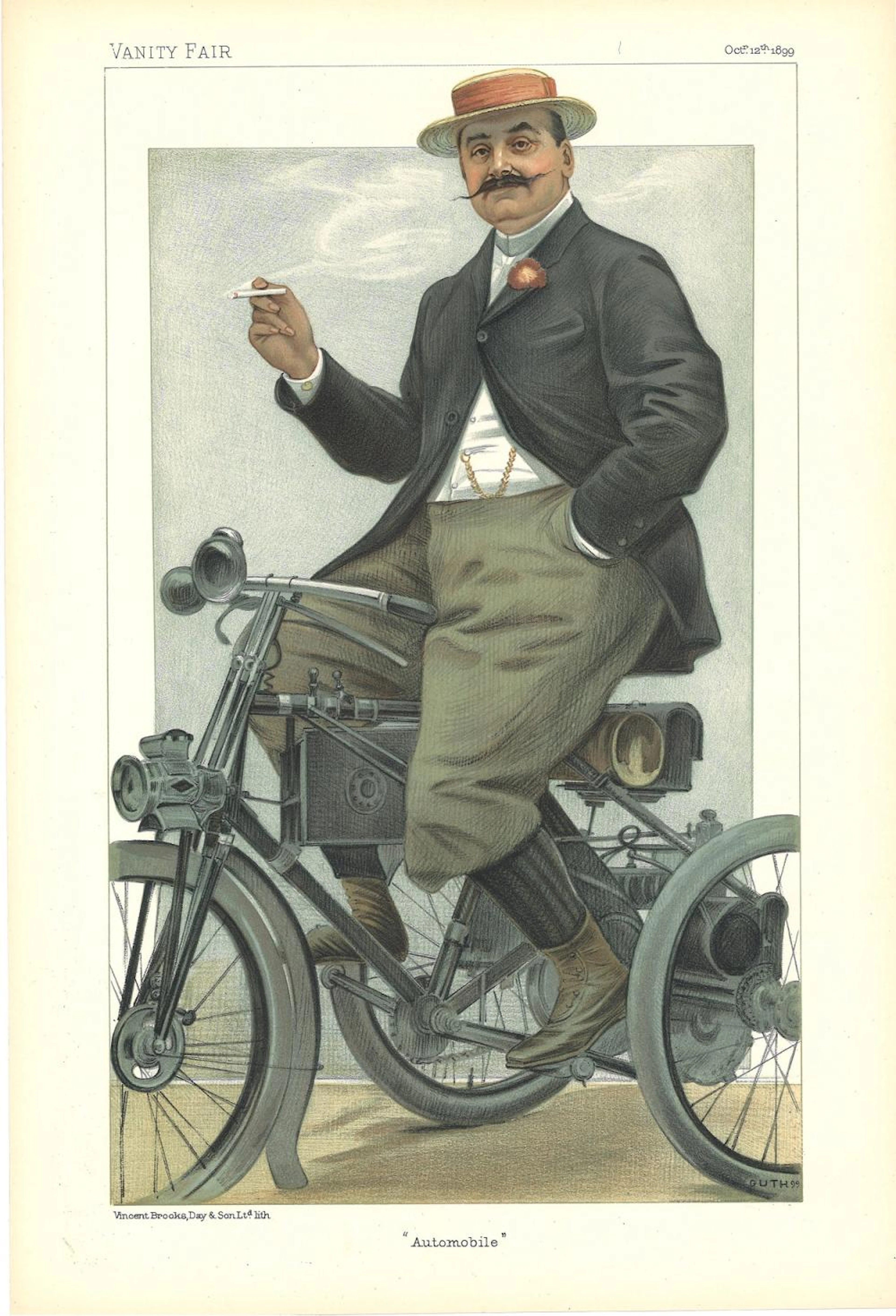Automobile. Subject Comte de Dion. 12/10/1899. These prints were issued by the Vanity Fair