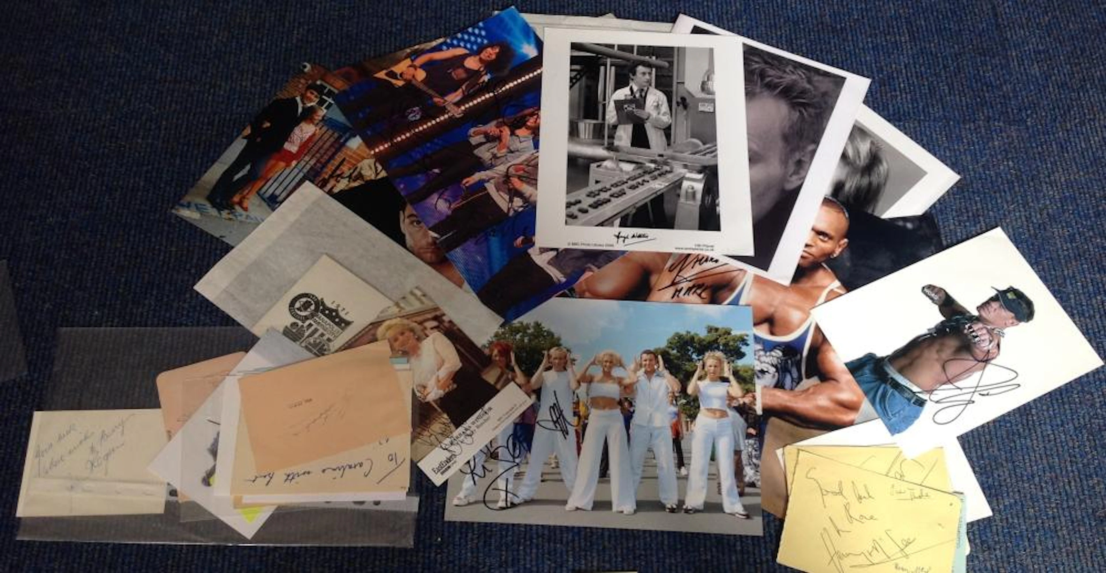 TV/Film/Music signed collection. 20+ items. Assortment of photos, signature pieces, signed album