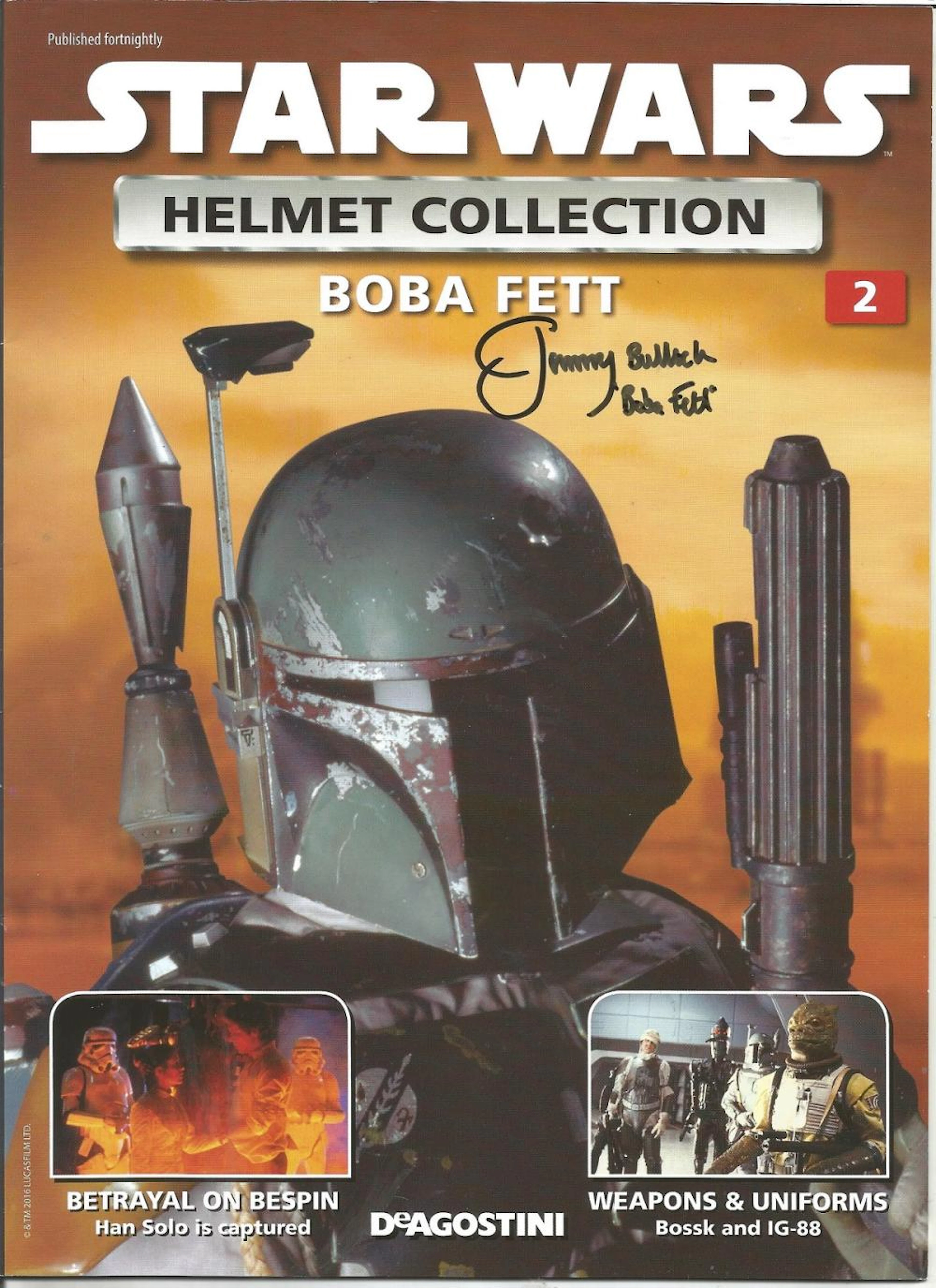 Star Wars Jeremy Bulloch signed Star Wars Helmet Collection Boba Fett magazine. Jeremy Andrew