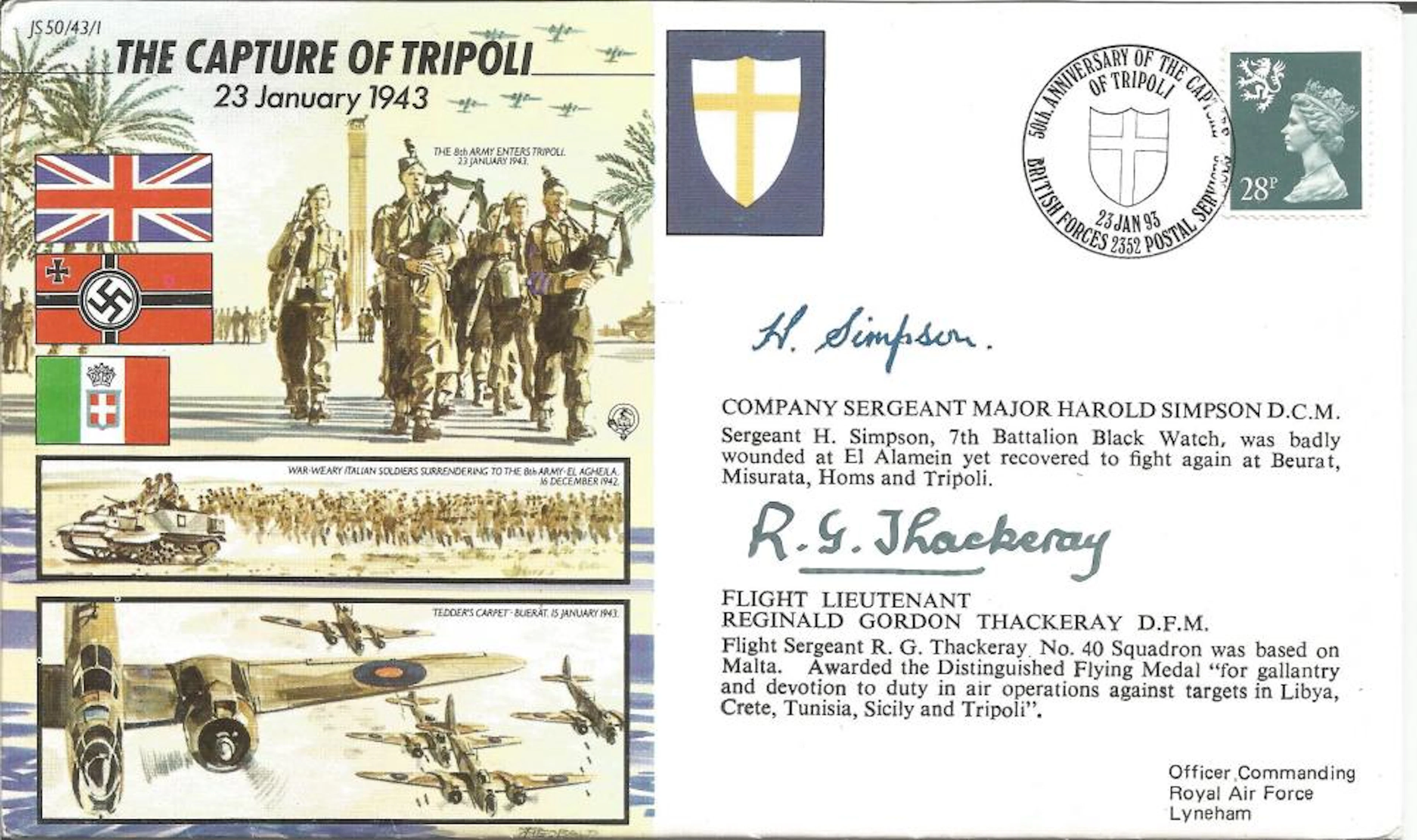 Company Sgt. Maj. Harold Simpson and Flt. Lt. Reginald Thackery signed JS 50431. The Capture of