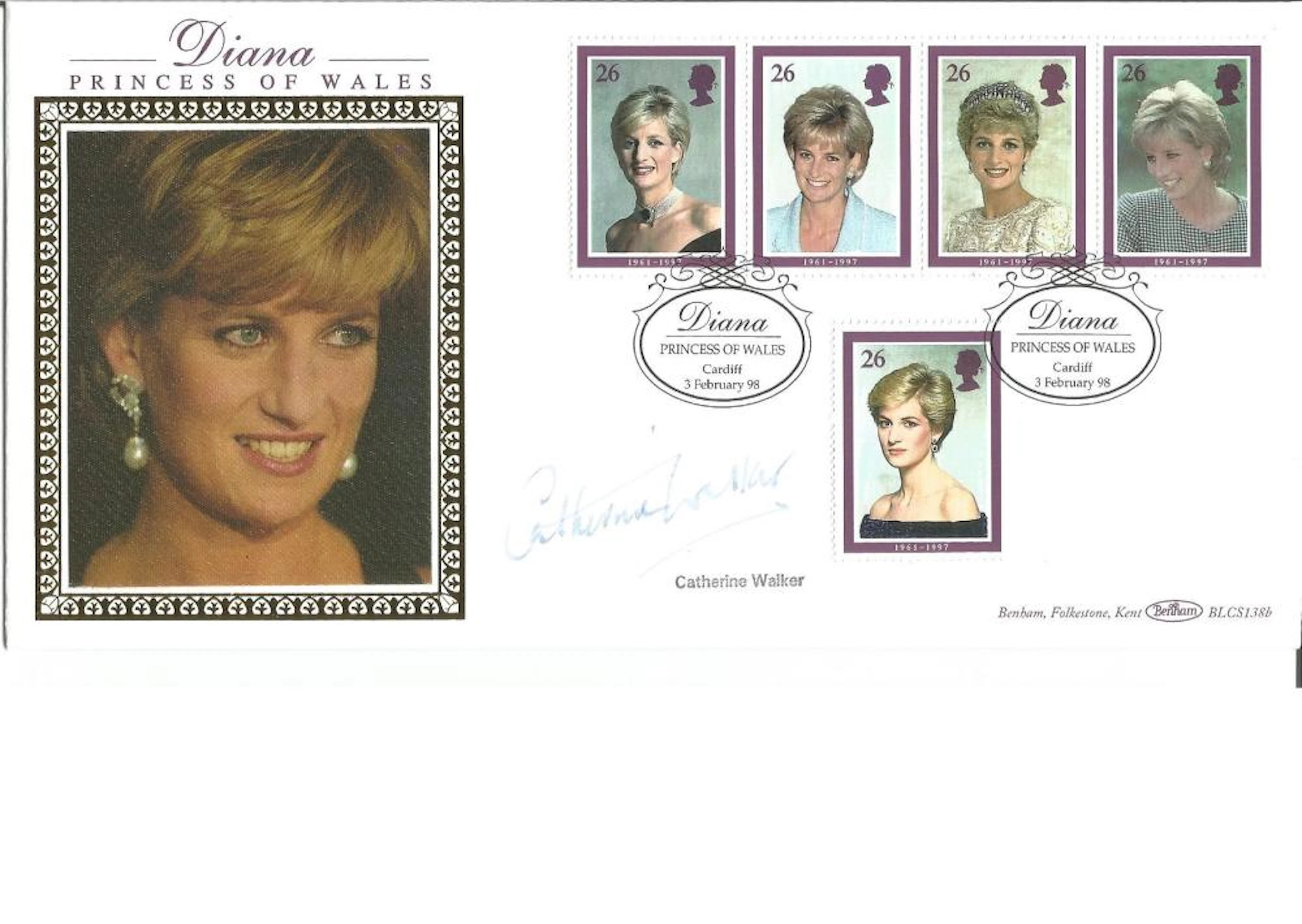Catherine Walker signed Diana Princess of Wales FDC. Good Condition. All signed pieces come with a