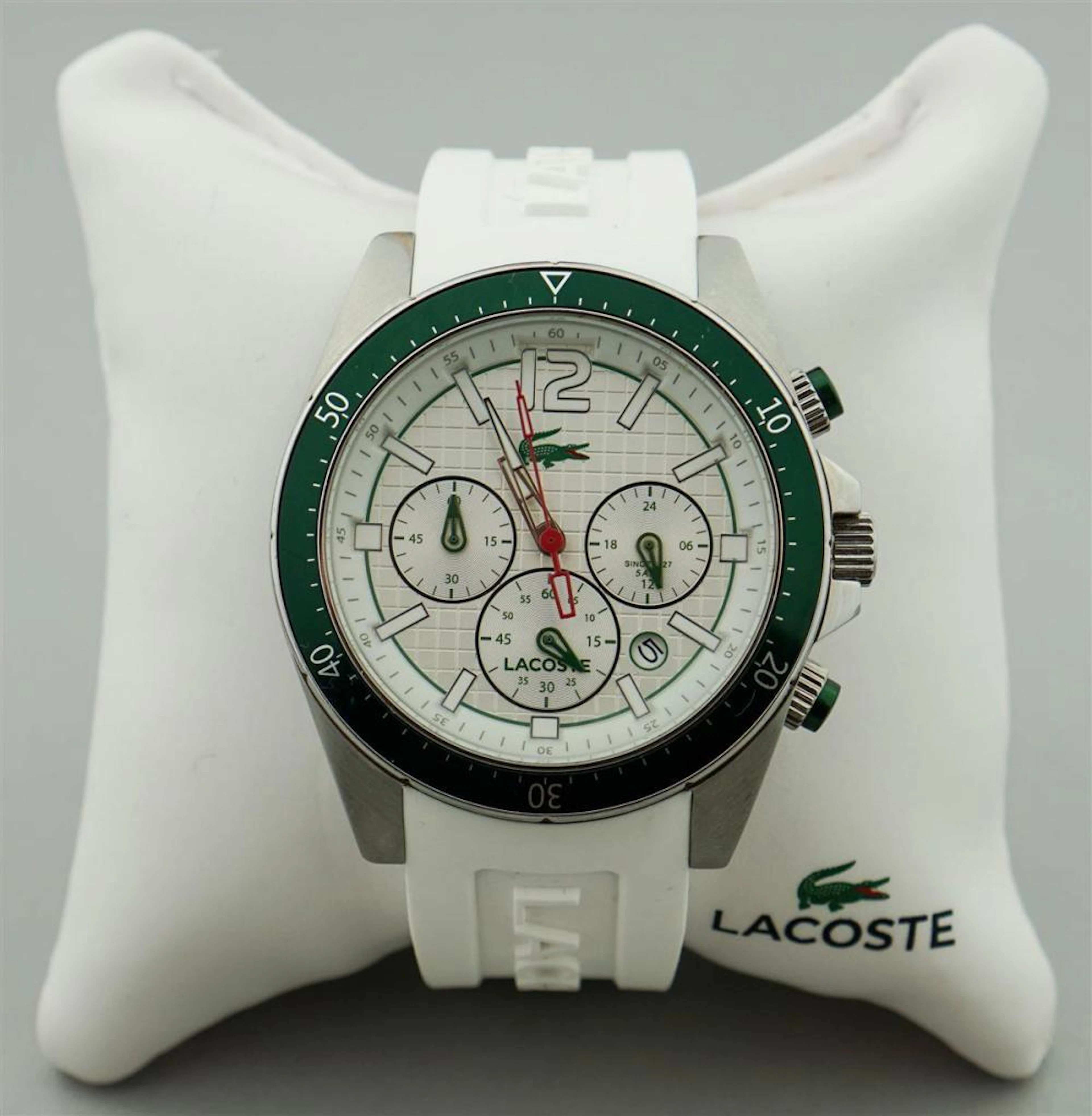 LACOSTE STAINLESS STEEL AND RUBBER SPORTS WATCH