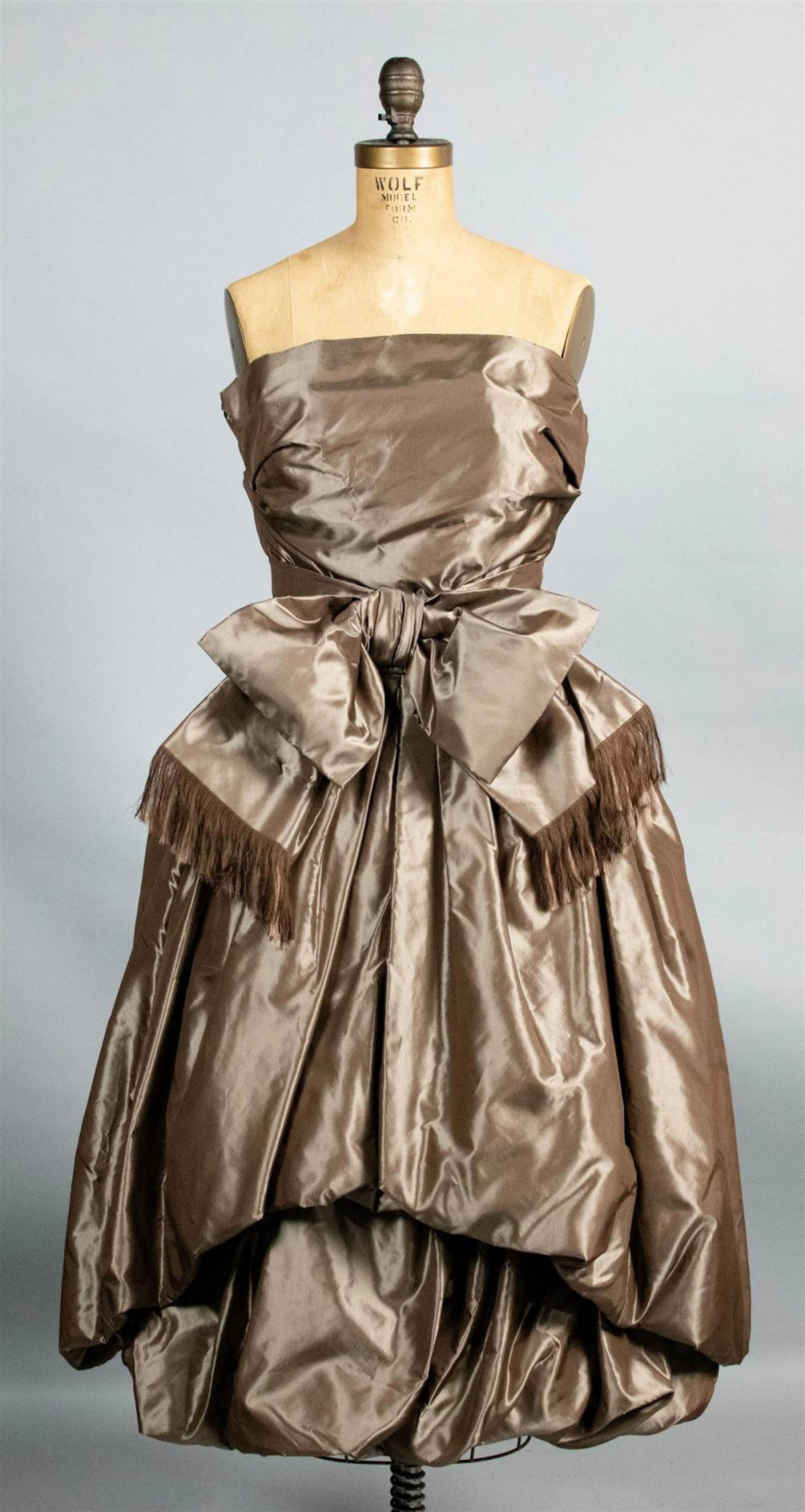 CHRISTIAN DIOR VINTAGE BRONZE TEA LENGTH COCKTAIL DRESS