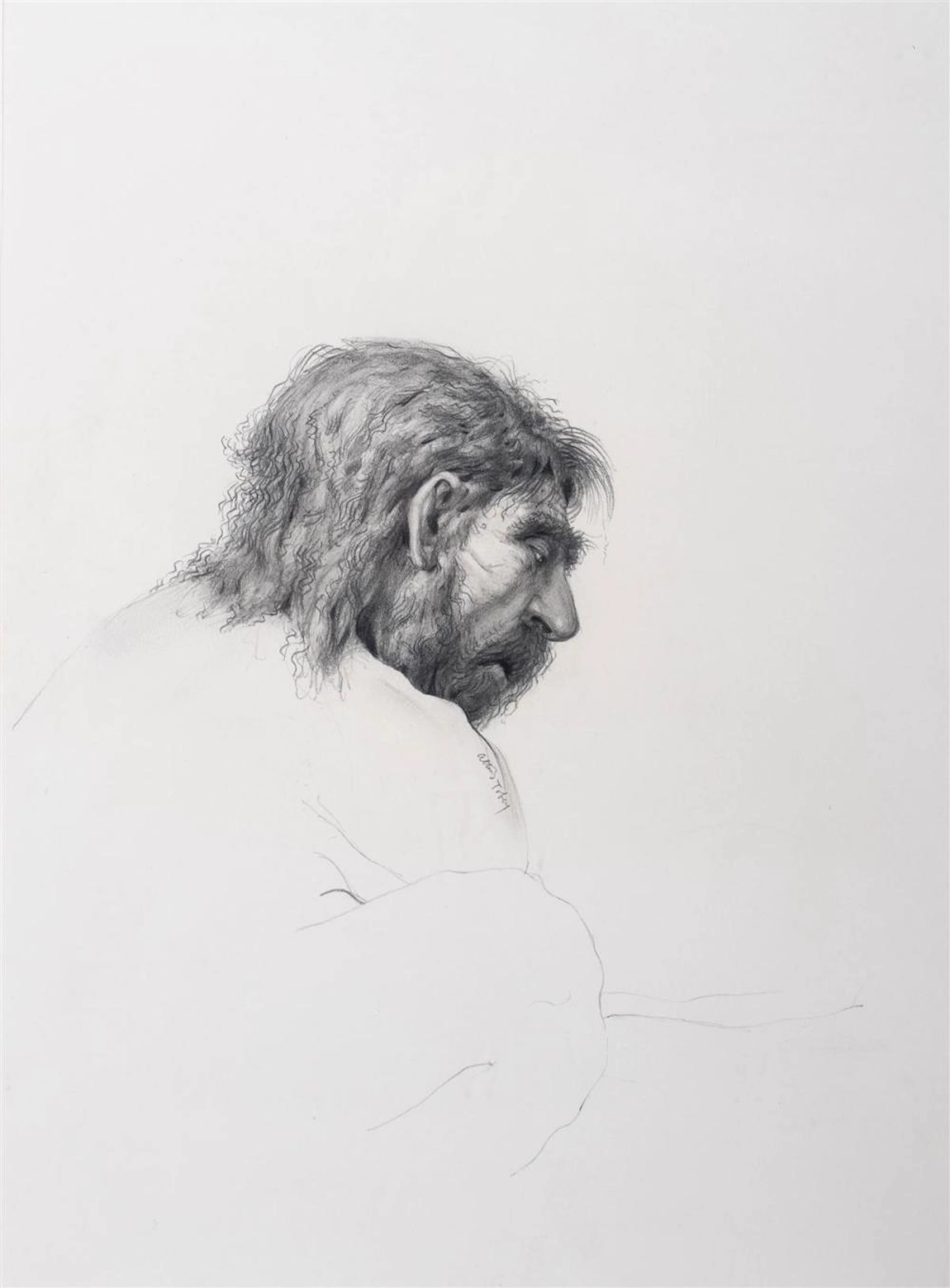 ALTON STANLEY TOBEY (AMERICAN, 1914-2005) FIGURE Graphite on paper: 13 1/2 x 9 1/2 in. (sight), 18 1/2 x 14 1/2 in. (framed)