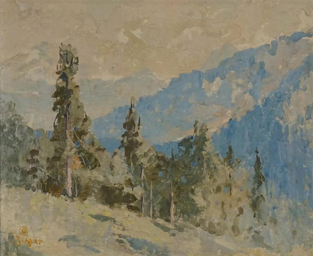 EUSTACE PAUL ZIEGLER (AMERICAN, 1881-1969) MOUNTAIN SCENE Oil on board: 10 x 12 in.