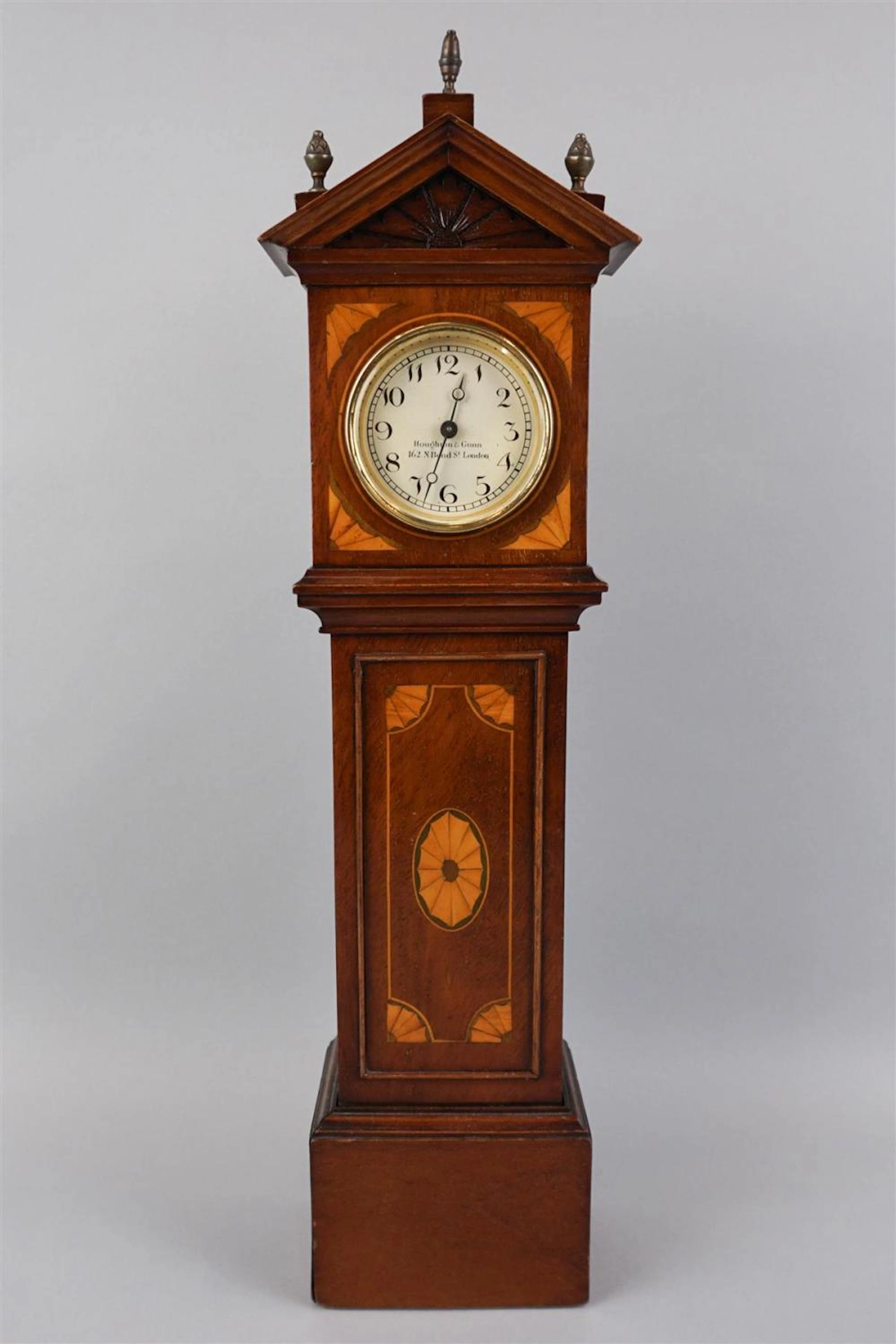 MINIATURE GRANDFATHER CLOCK SIGNED HOUGHTON & GUNN, LONDON