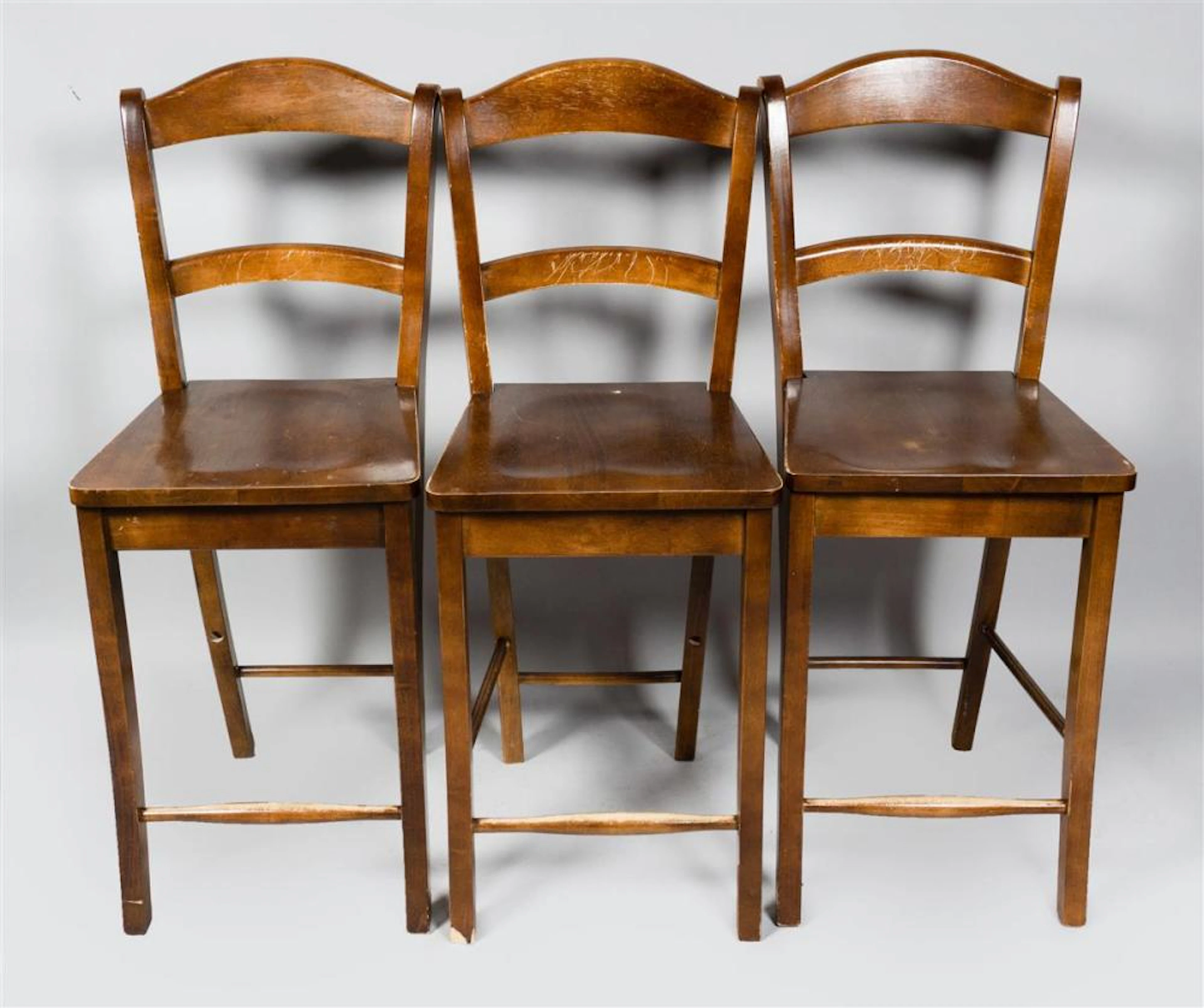 THREE MODERN WOODEN BARSTOOLS