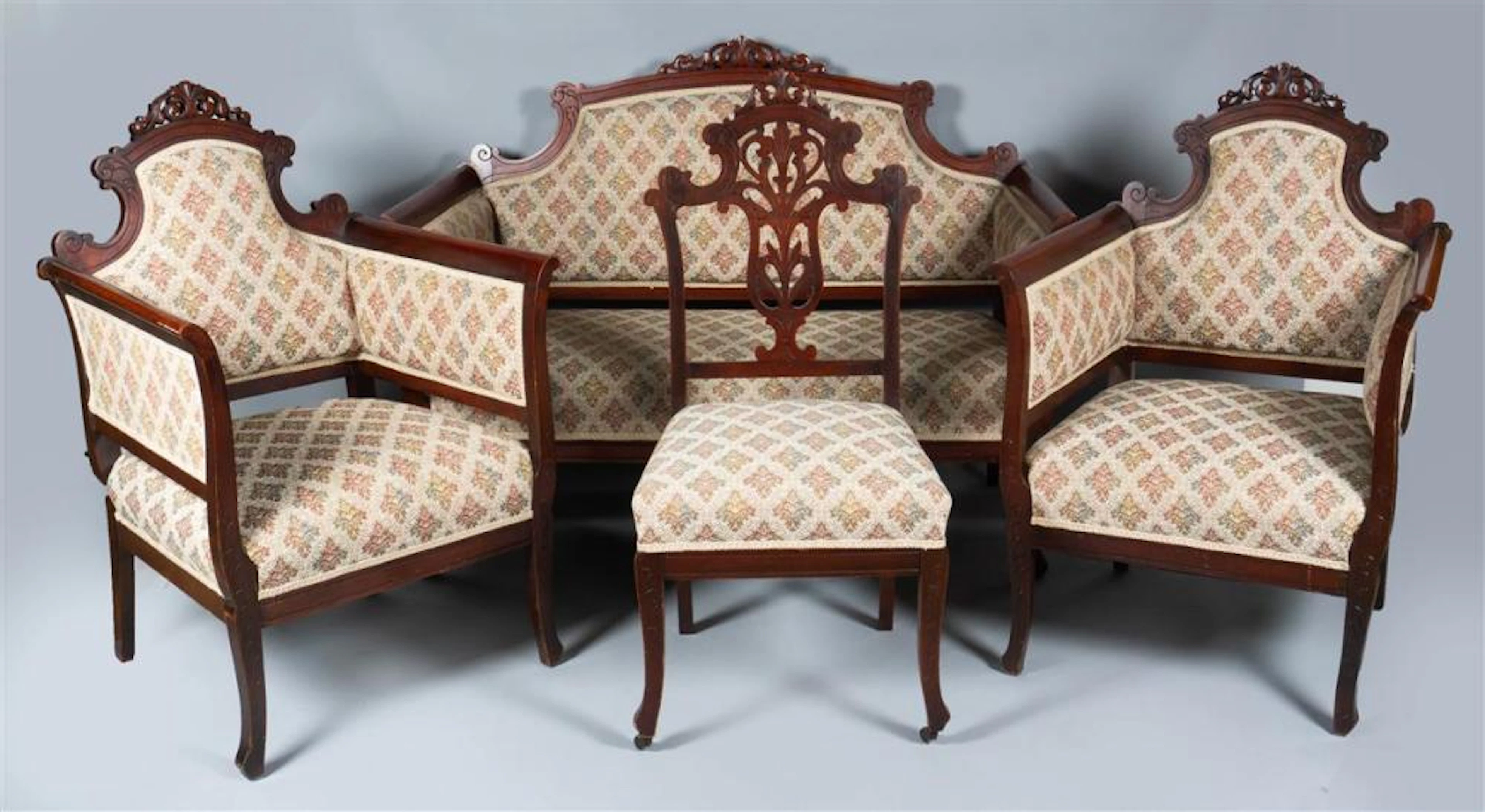 LATE VICTORIAN FOUR-PIECE PARLOR SET