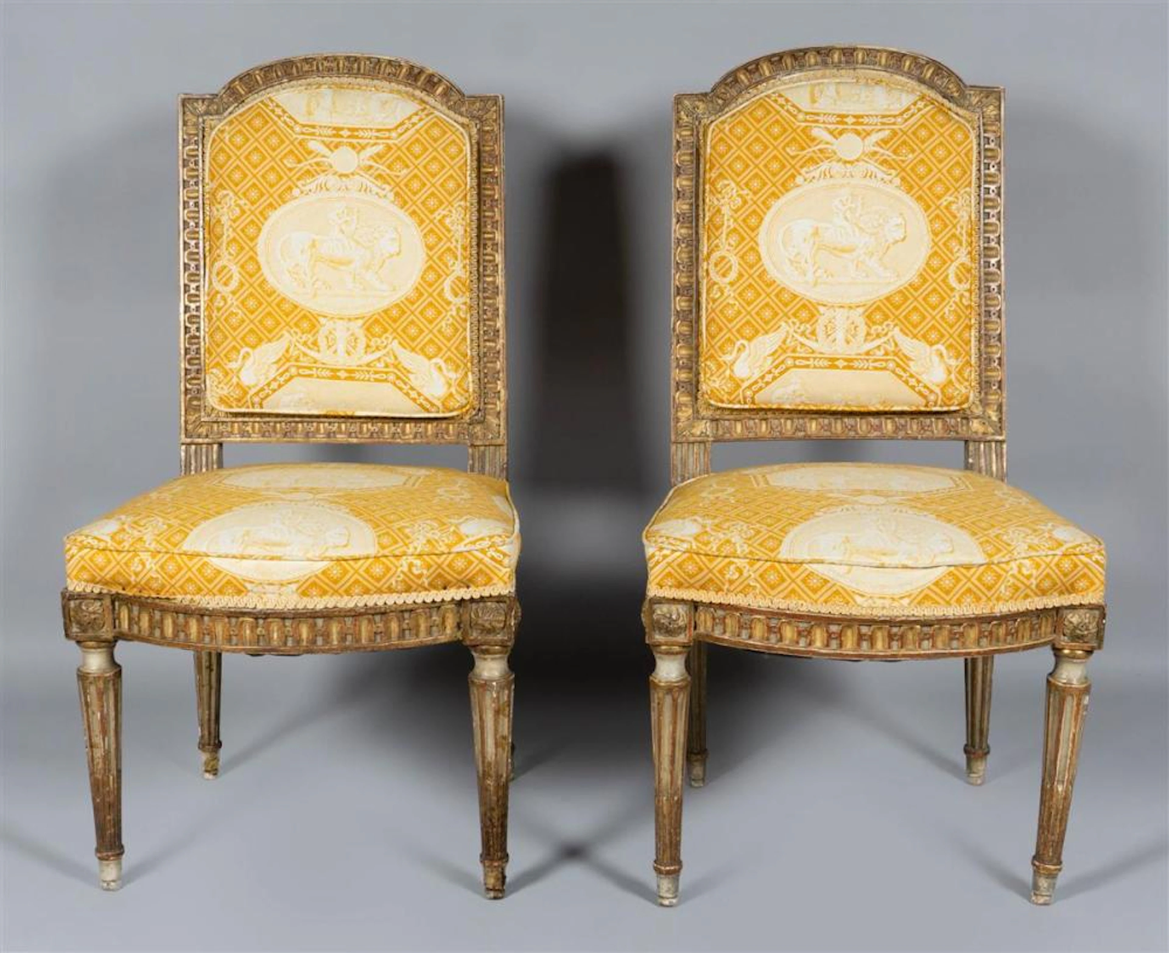 PAIR OF LOUIS XVI STYLE WHITE WASHED SIDE CHAIRS
