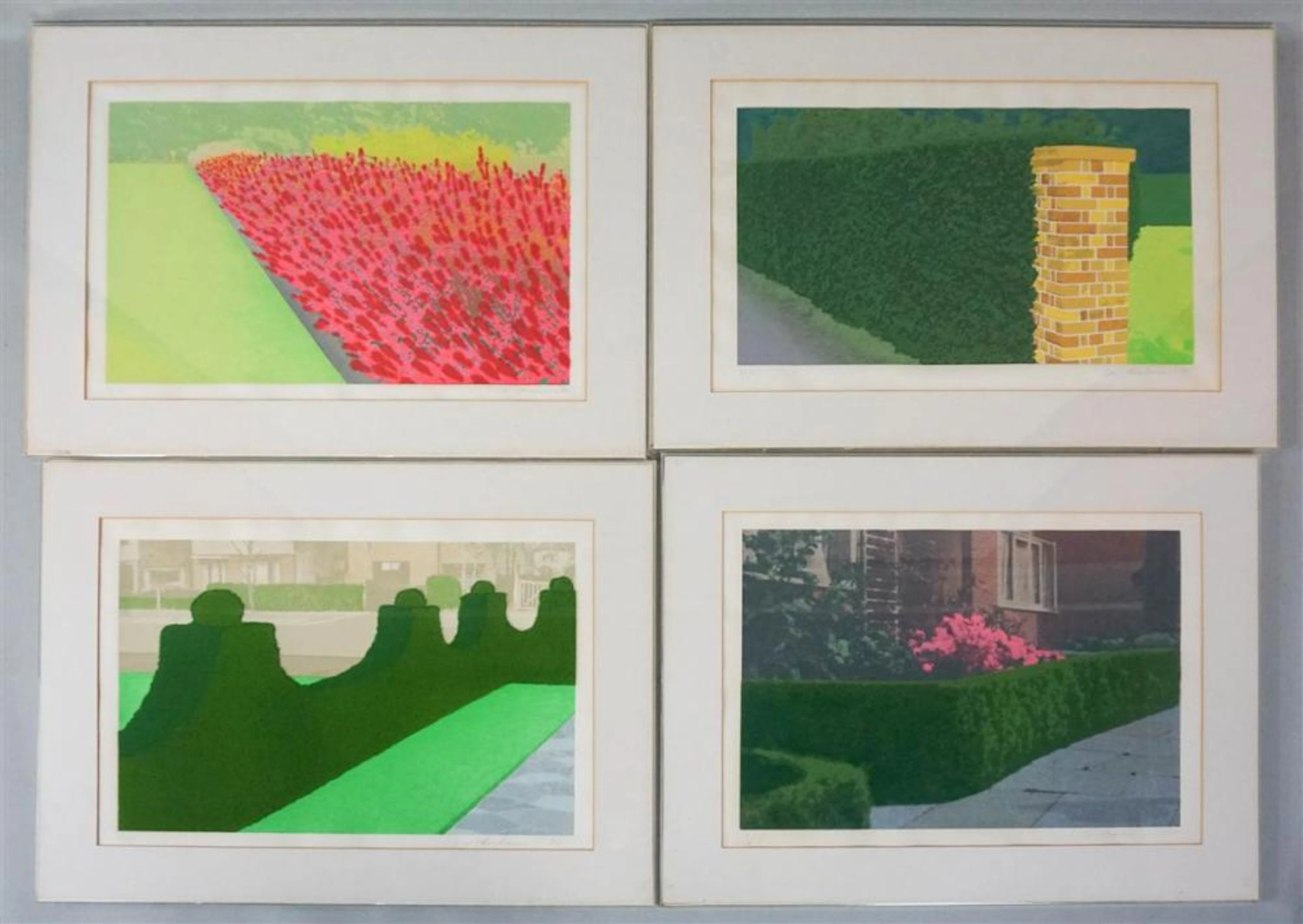 IVOR ABRAHAMS (BRITISH, 1935-2015) PRIVACY PLOTS 2-5 CIRCA 1970 Silkscreen and flock fibers in color: 18 1/2 x 26 1/4 in.