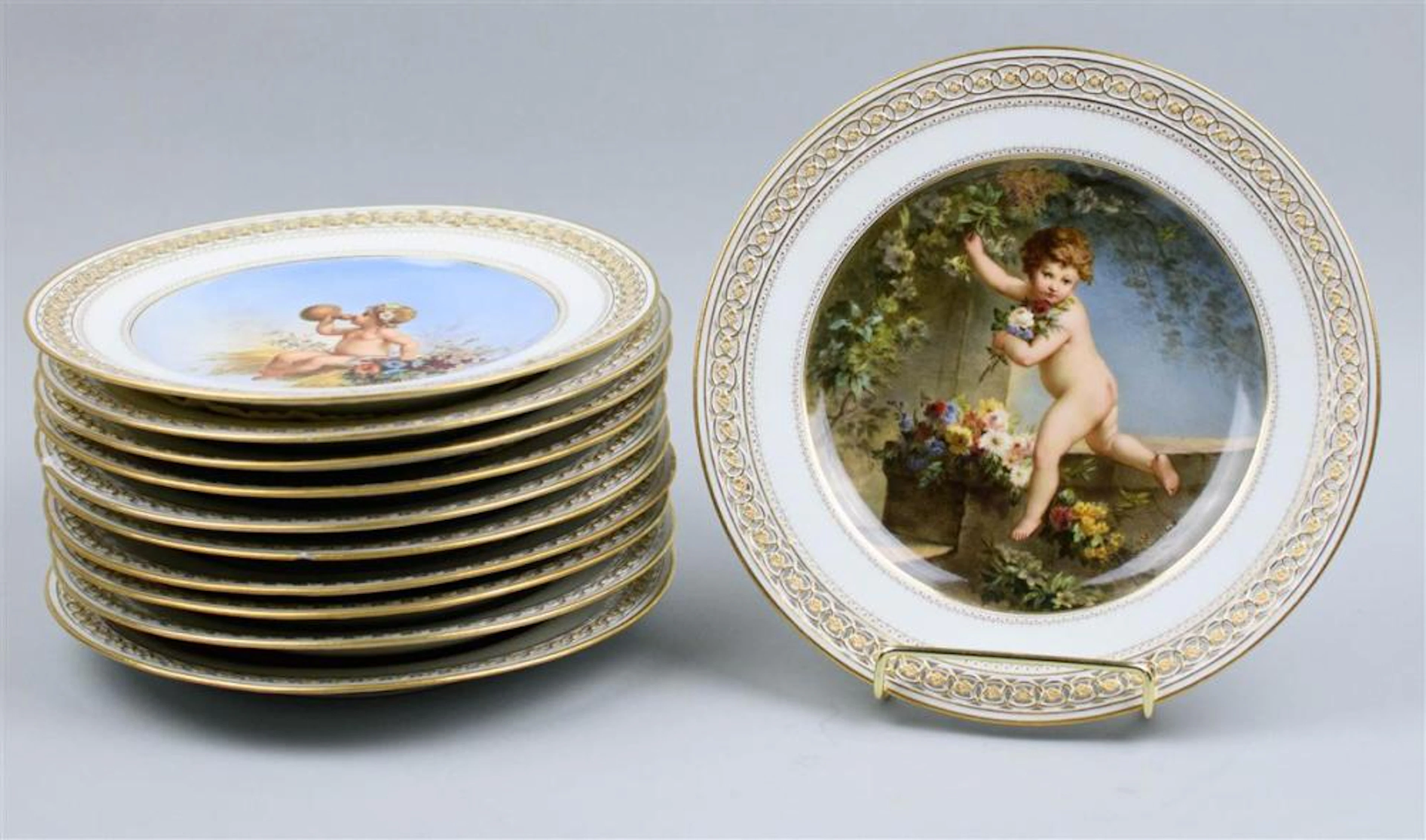 SET OF 11 MEISSEN MYTHOLOGICAL CABINET PLATES, CIRCA 1890