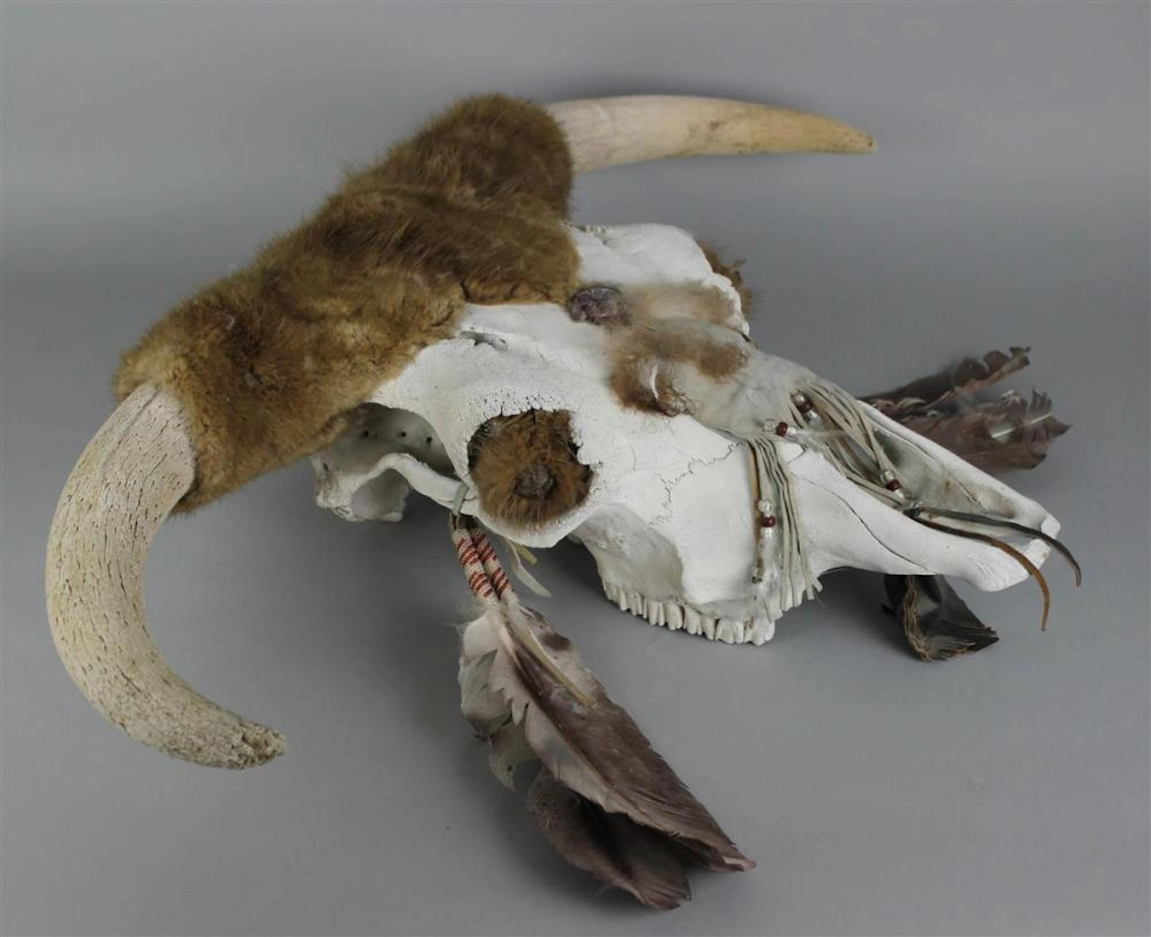 RETHA WALDEN GAMBARO (NATIVE AMERICAN, CREEK, 1917-2013), EMBELLISHED ANIMAL SKULL