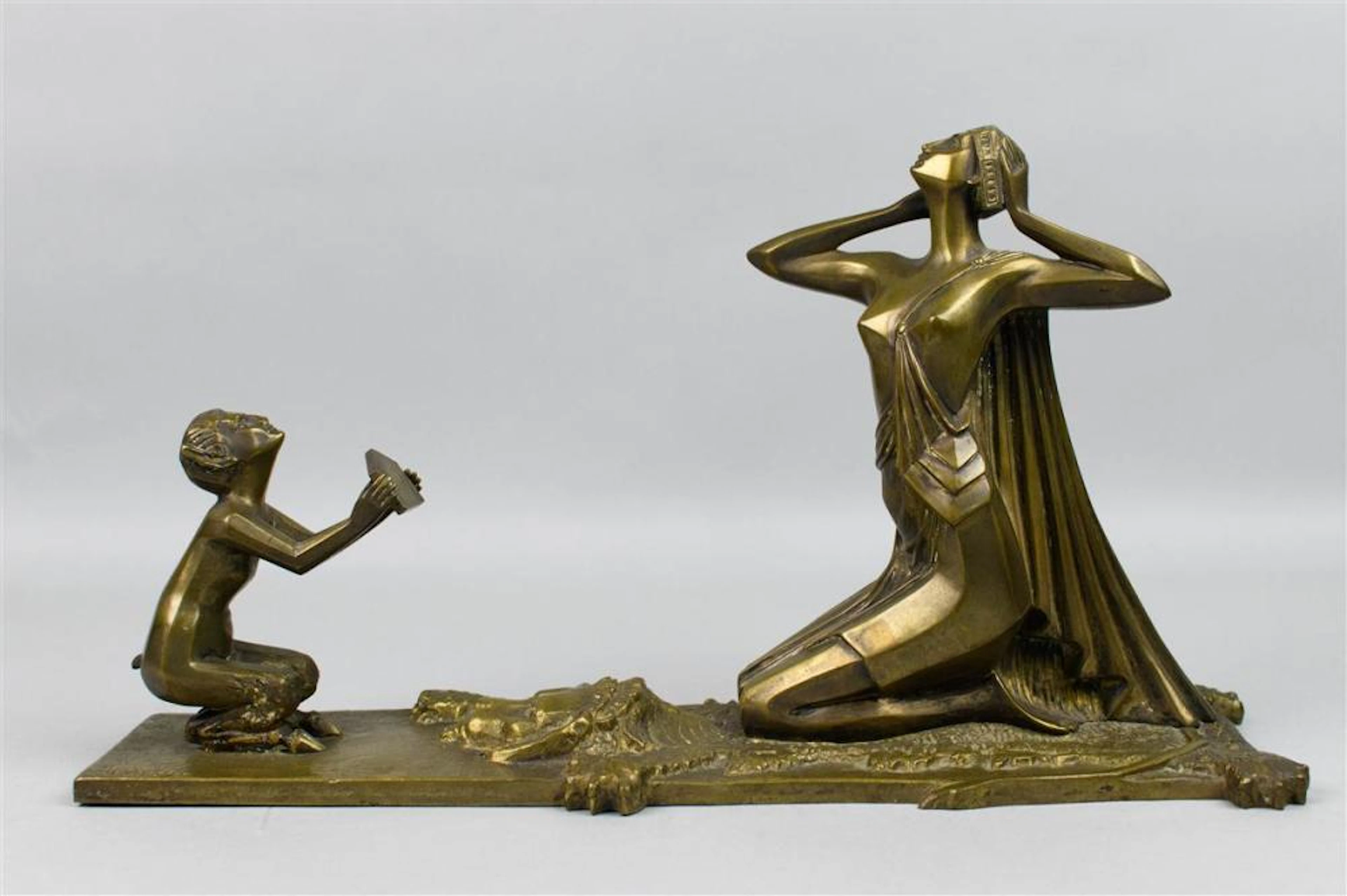 AFTER HENRI FUGERE (FRENCH, 1872-1944), BRONZE GROUP OF VANITY