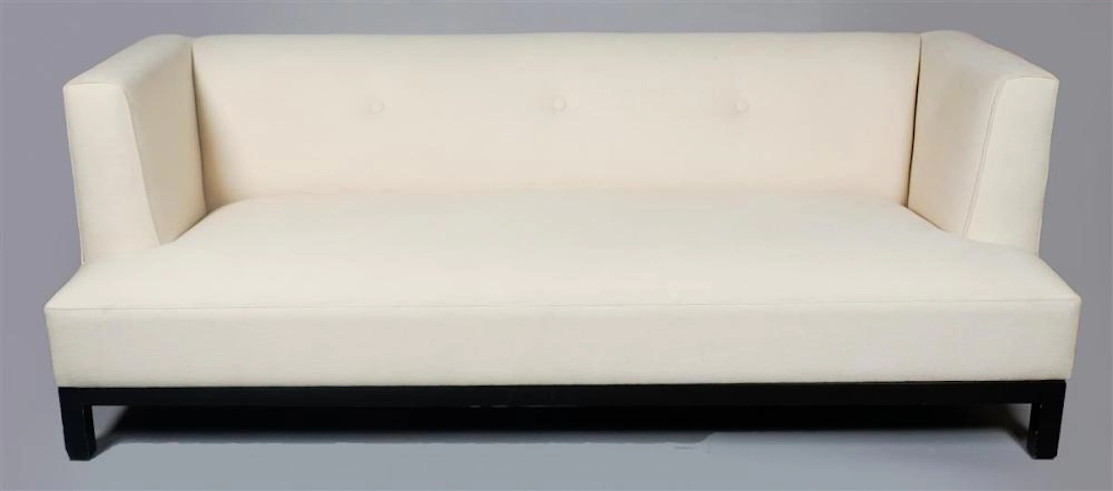 MODERN WHITE POSSIBLY LINEN POLY BLEND SOFA