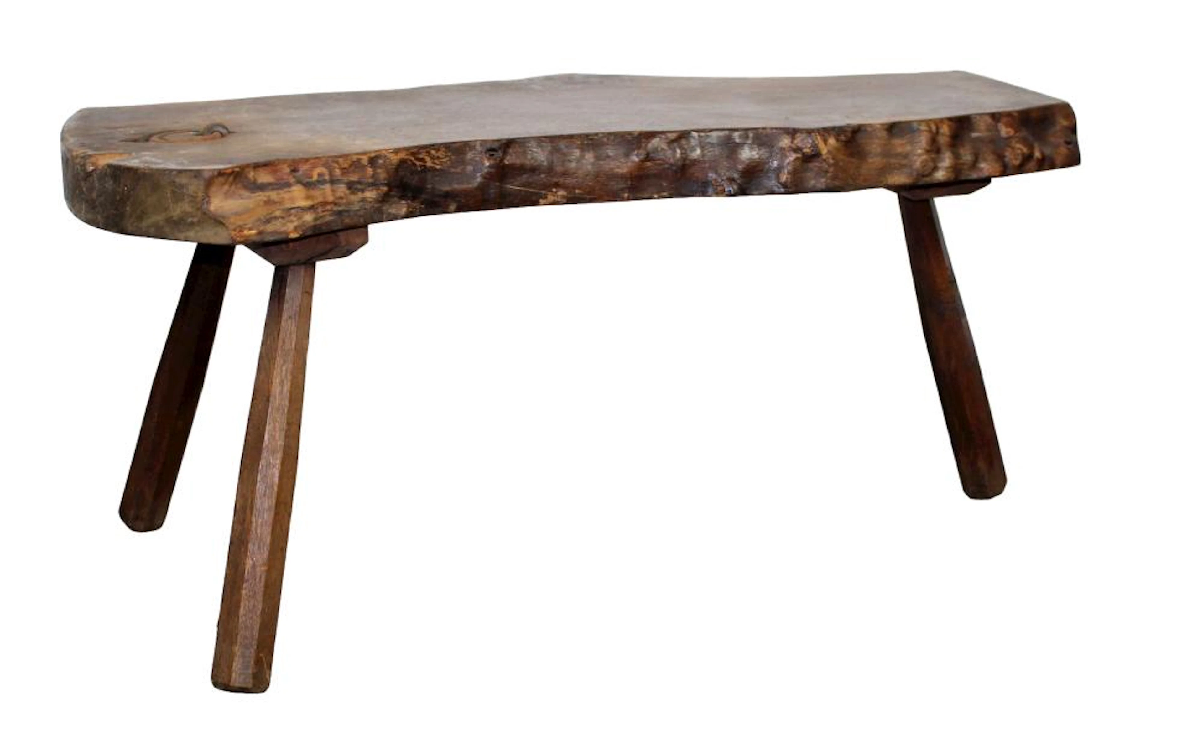 French Brutalist live edge cocktail table