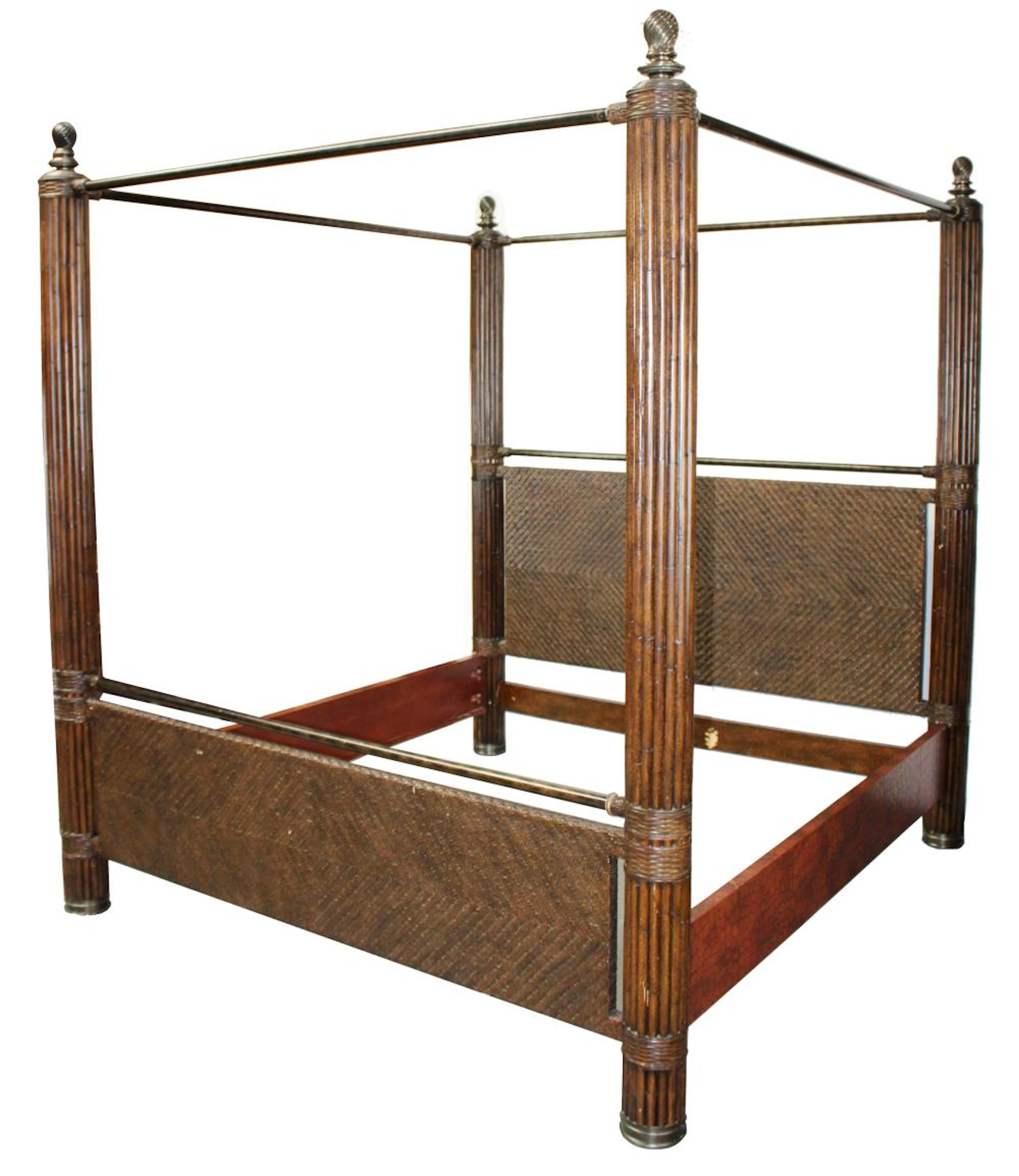 Maitland Smith British Colonial style king canopy bed
