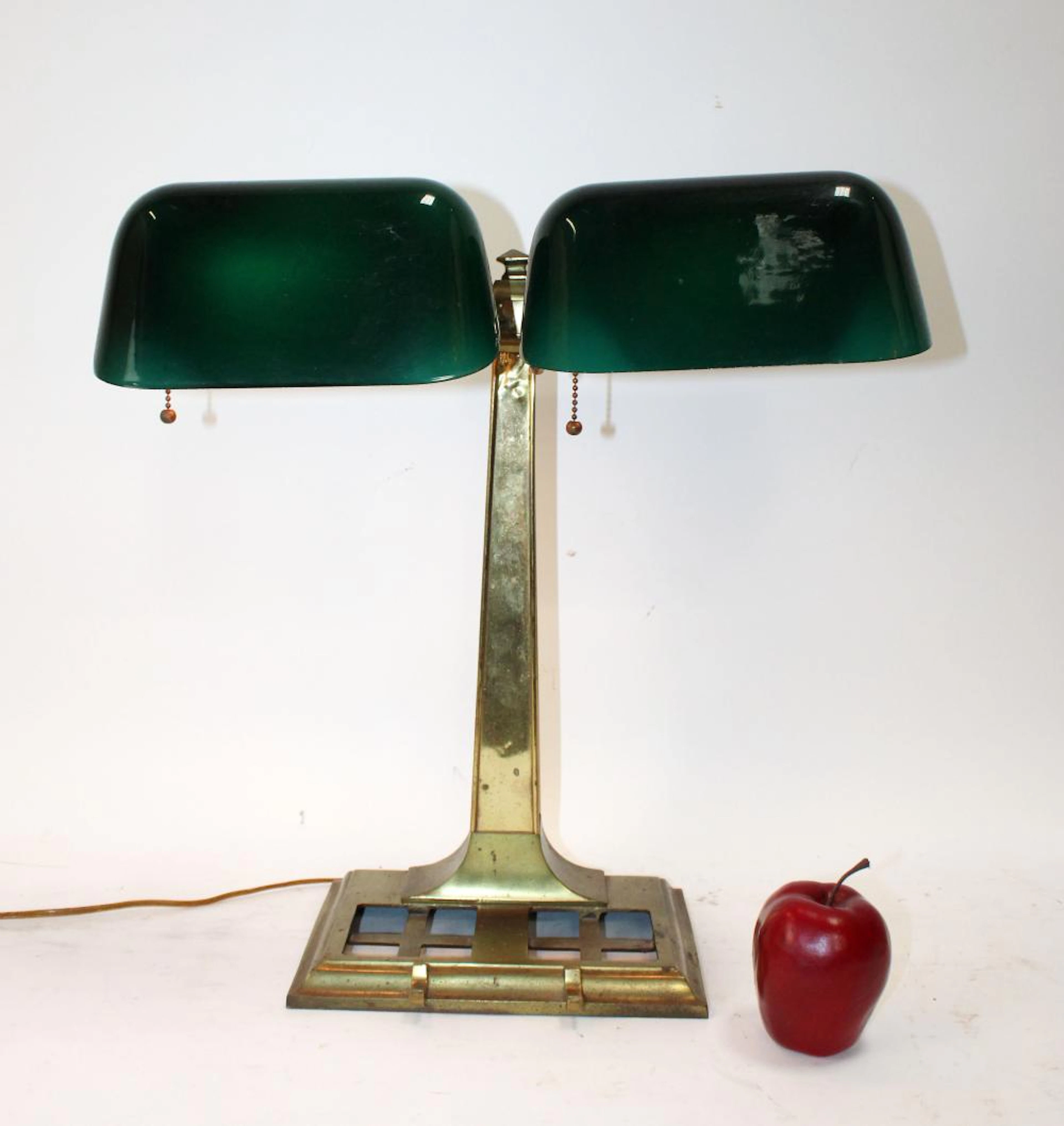 American McFaddin brass double bankers lamp