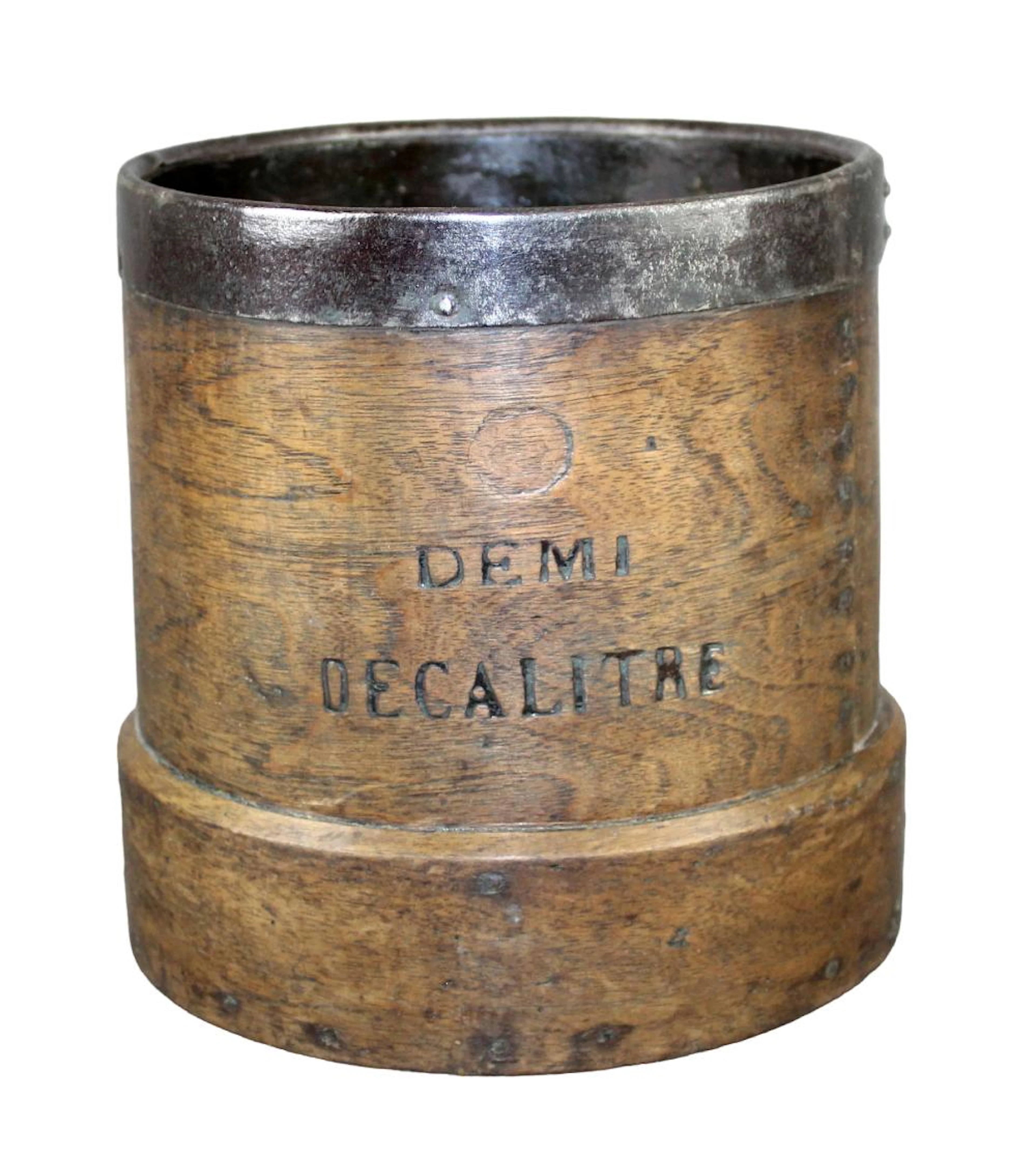 Antique French demi decalitre wooden bucket