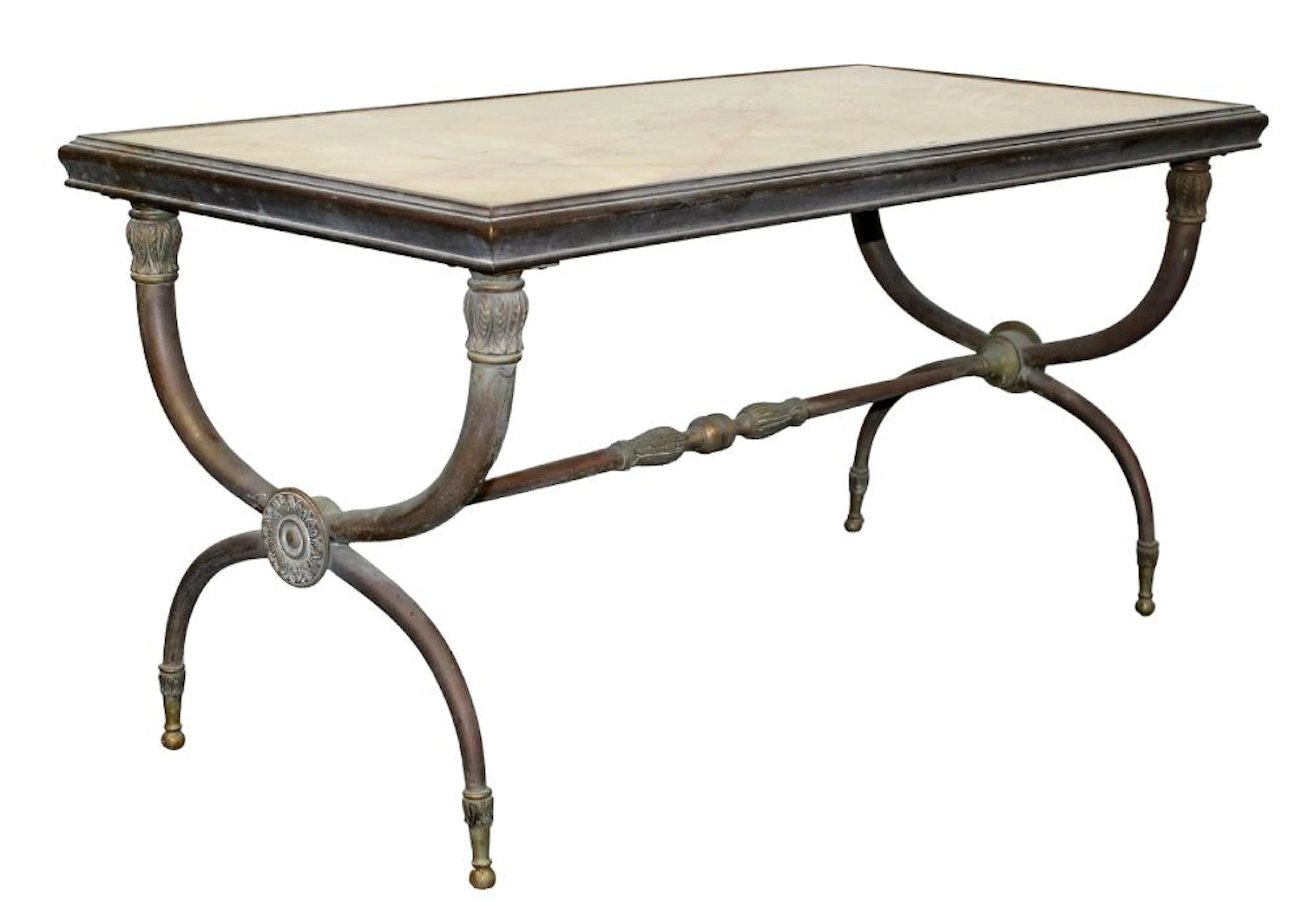 French Neo-classical Raymond Subes style onyx and brass coffee table