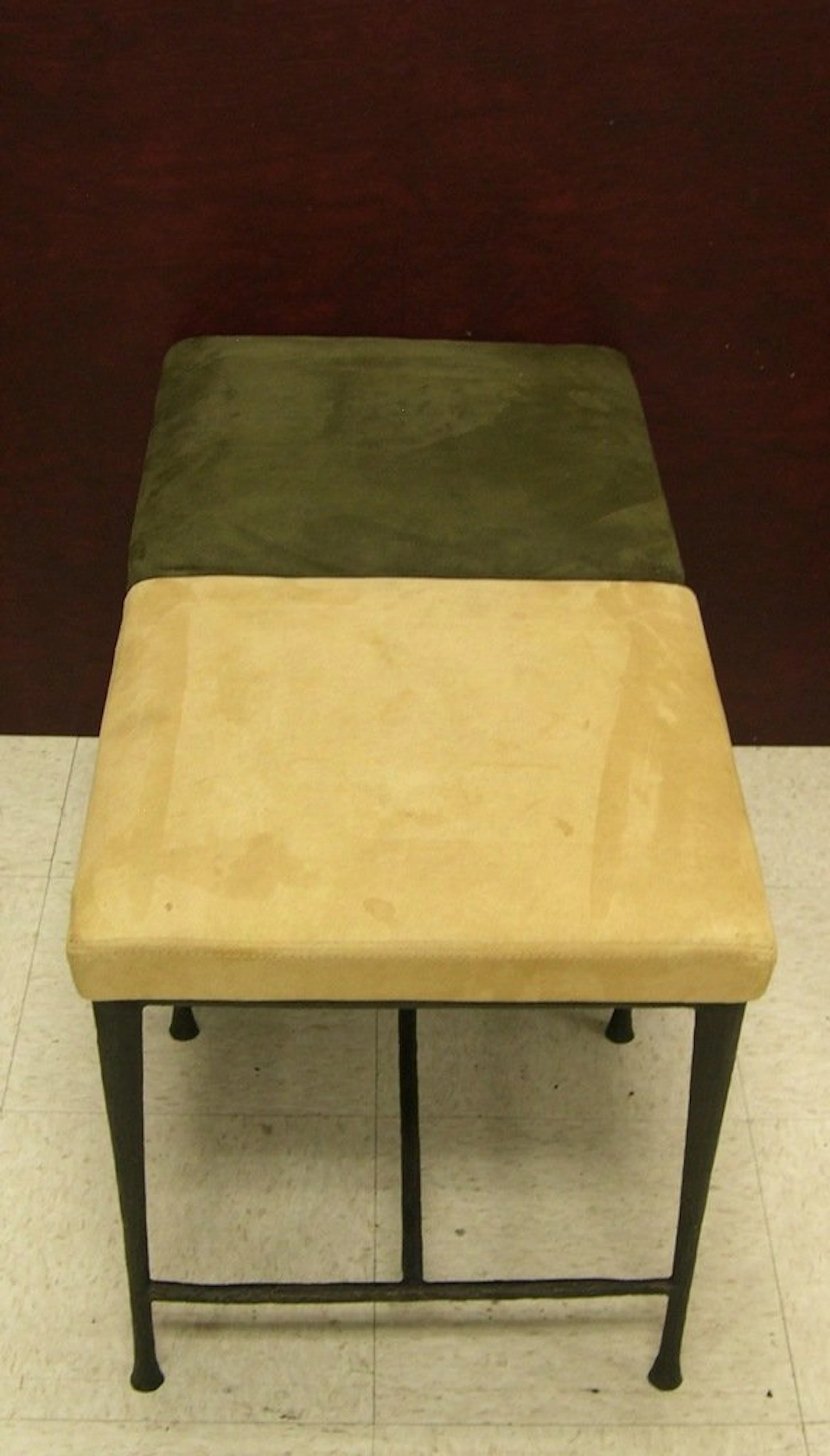Pair of Christian Liaigre Modernist Stools. Square form