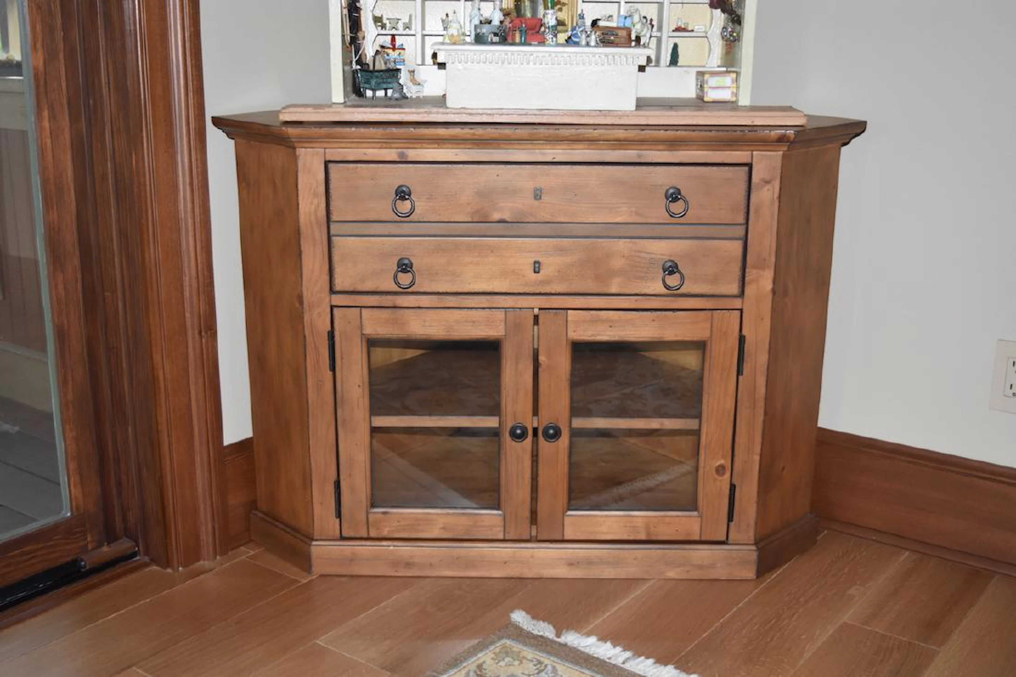 Mission Style Wood Corner Media TV Cabinet