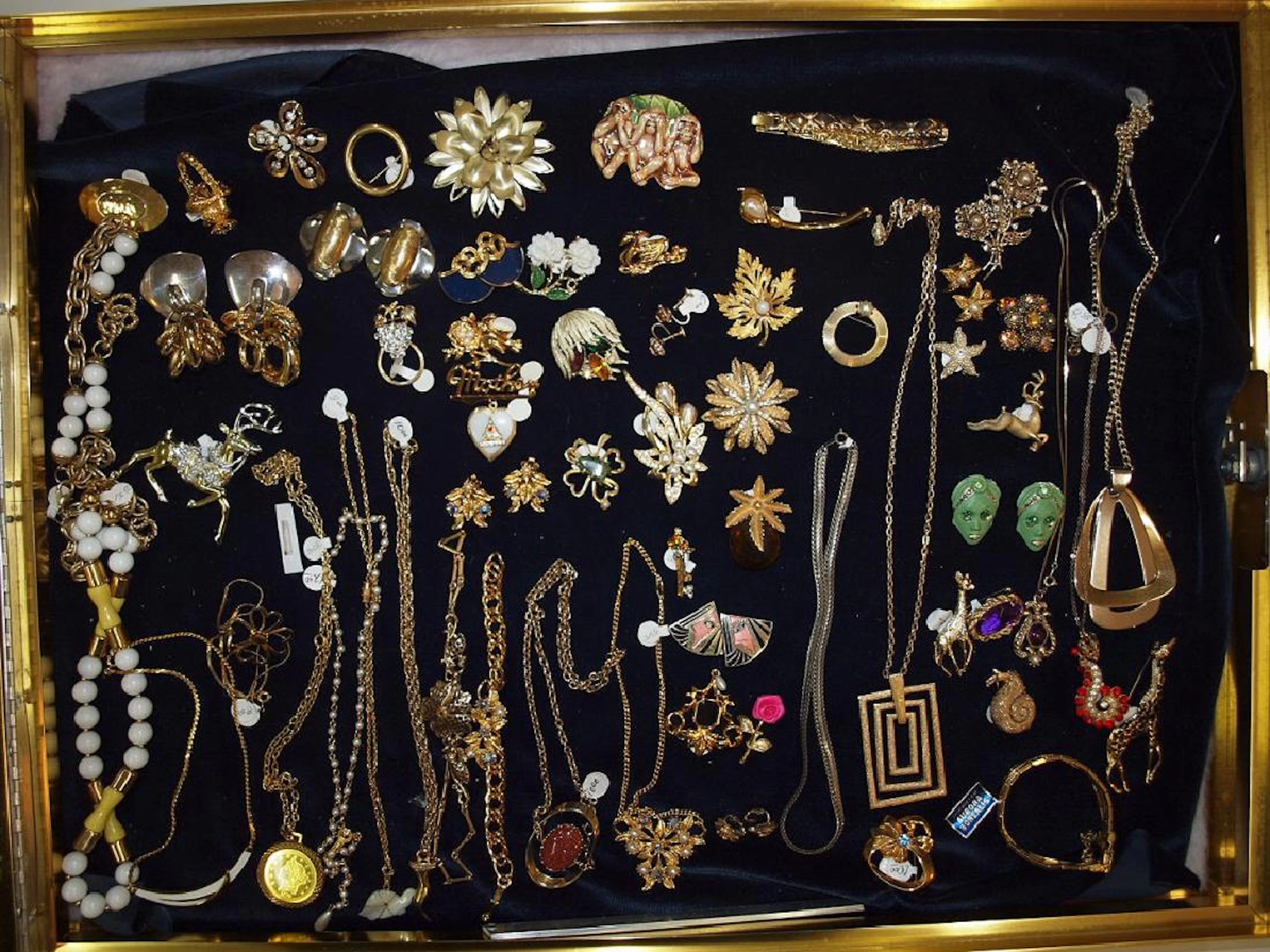 Large counter top showcase with costume jewelry: