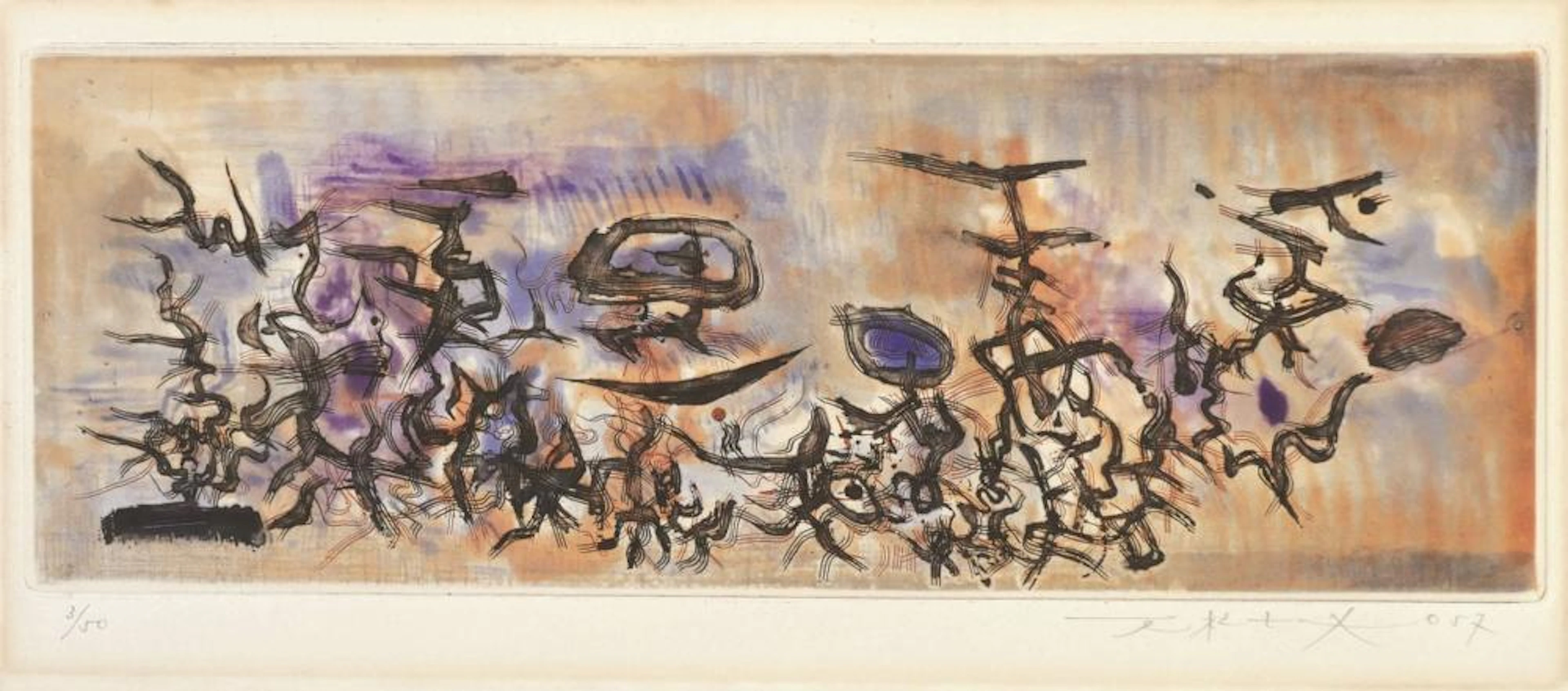 Zao Wou-Ki (Chinese - French, 1921-2013) Color Etching 1960 Print