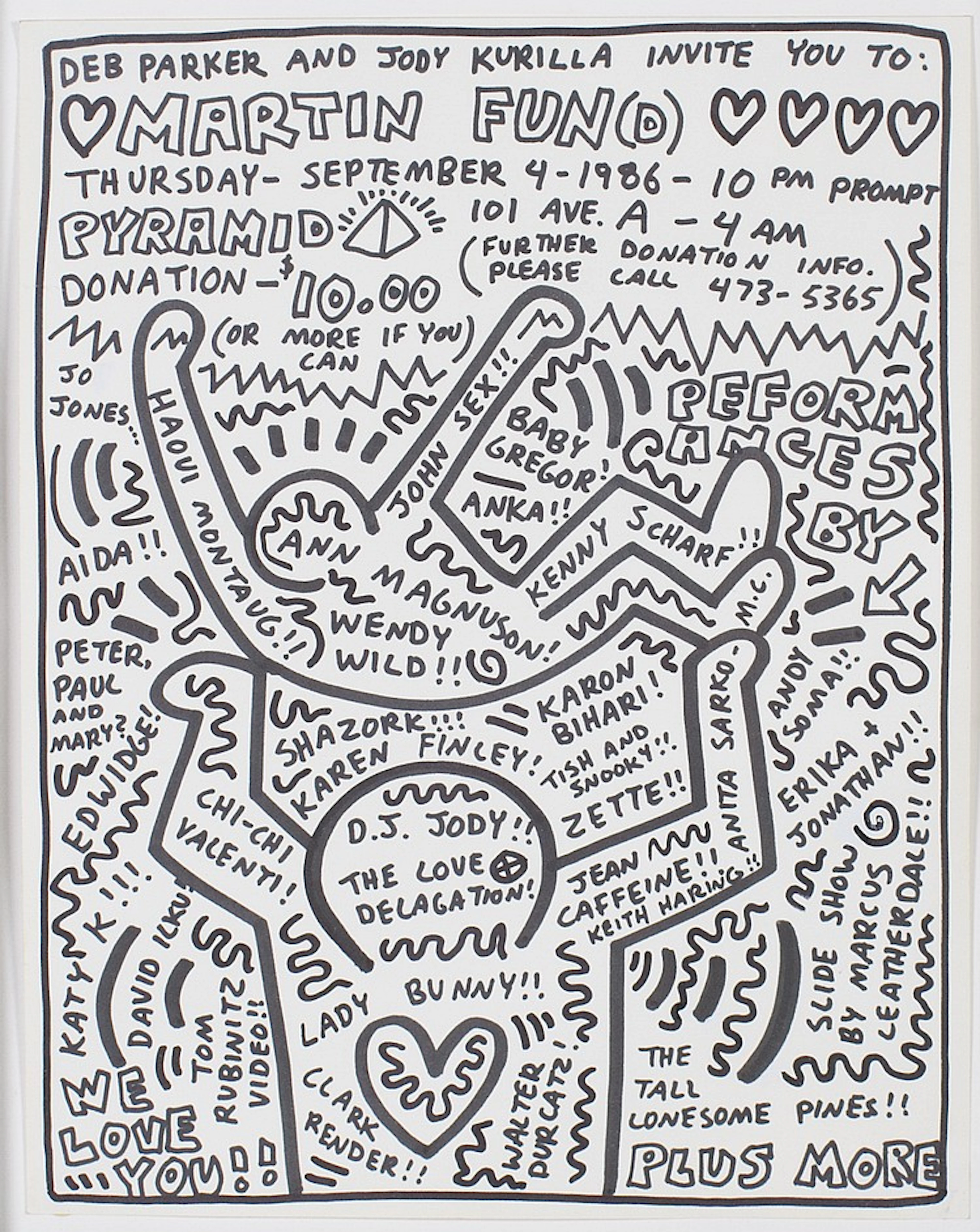 KEITH HARING (1958-1990) Original 1986 Marker Drawing