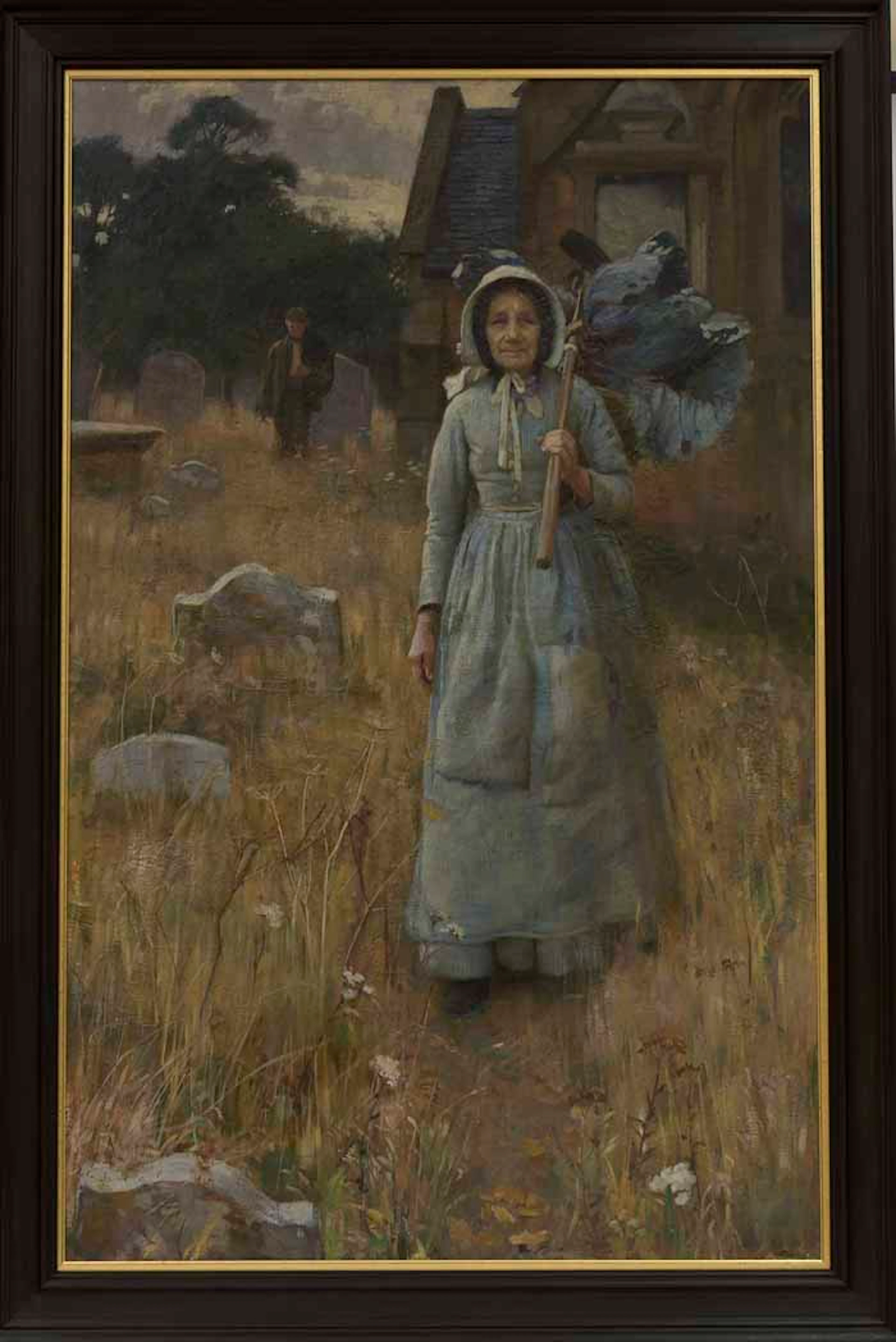 CIRCLE OF JULES BASTIEN-LEPAGE (FRENCH 1848 - 1884), THE PRIZE CABBAGE oil on canvas 151cm x 97cm Framed Note: Bastien-Lepage was recognized in France as the leader of the emerging Naturalist School