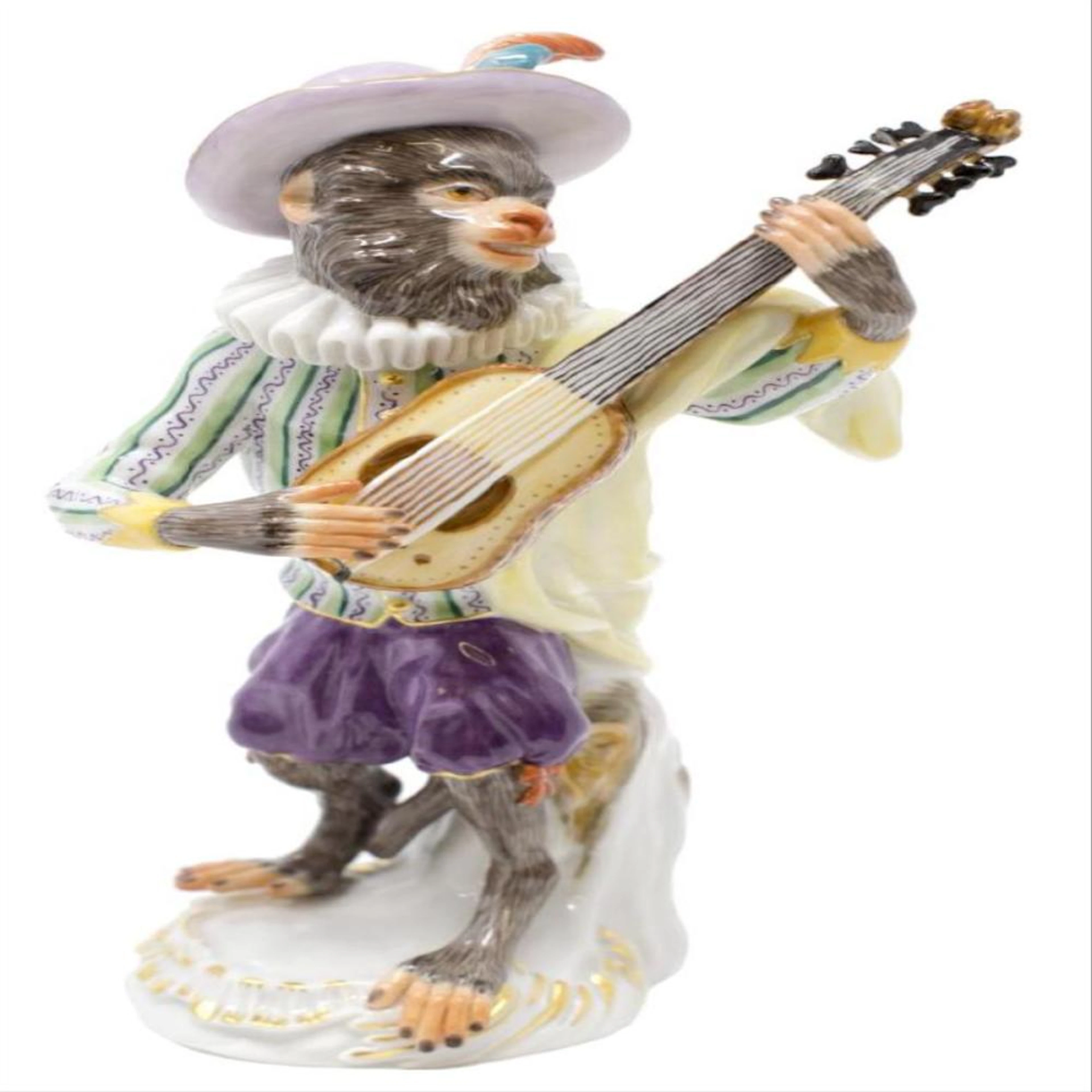 19TH C. MEISSEN MONKEY BAND GUITAR PLAYER