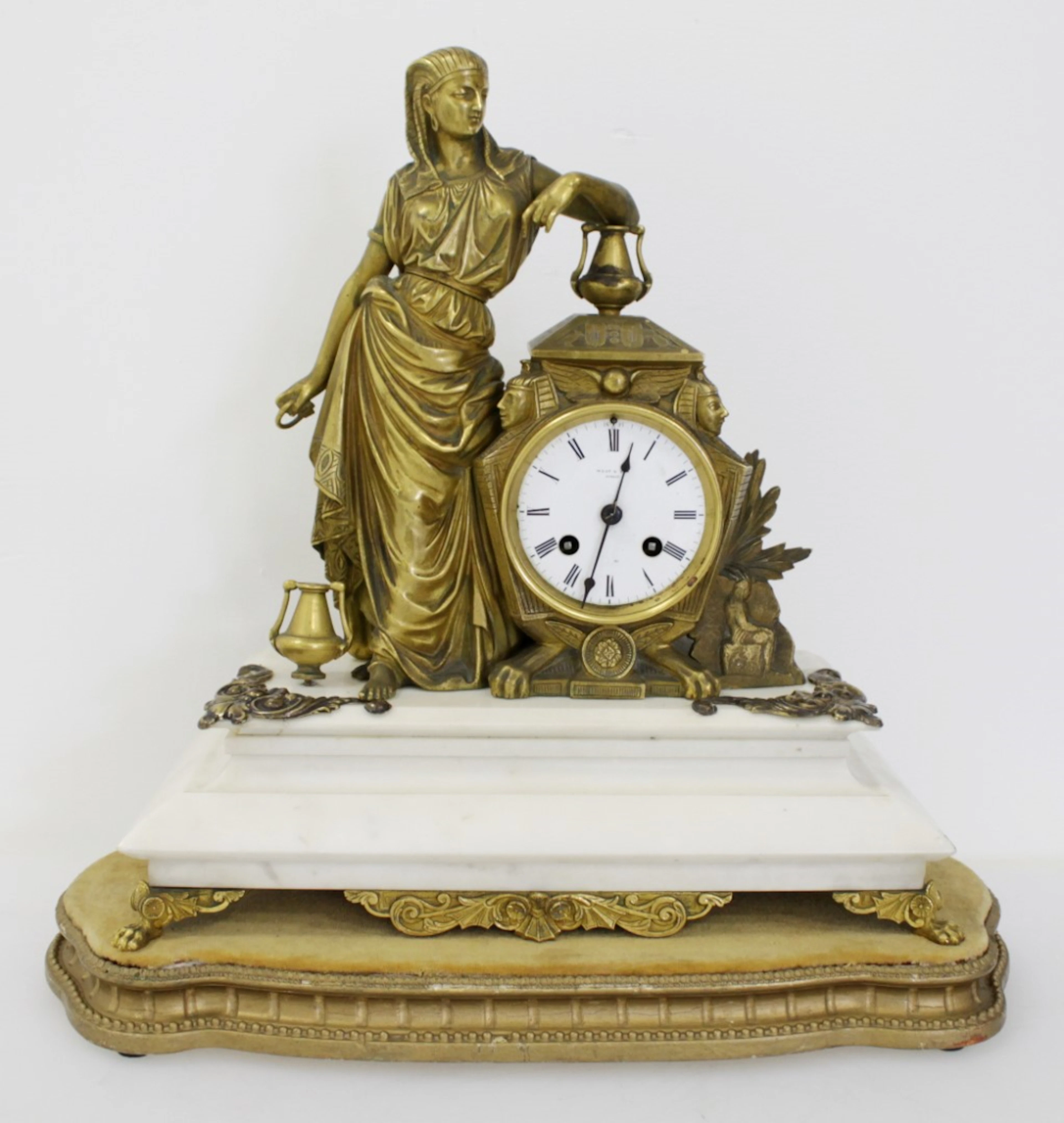EGYPTIAN BRONZE MANTLE CLOCK