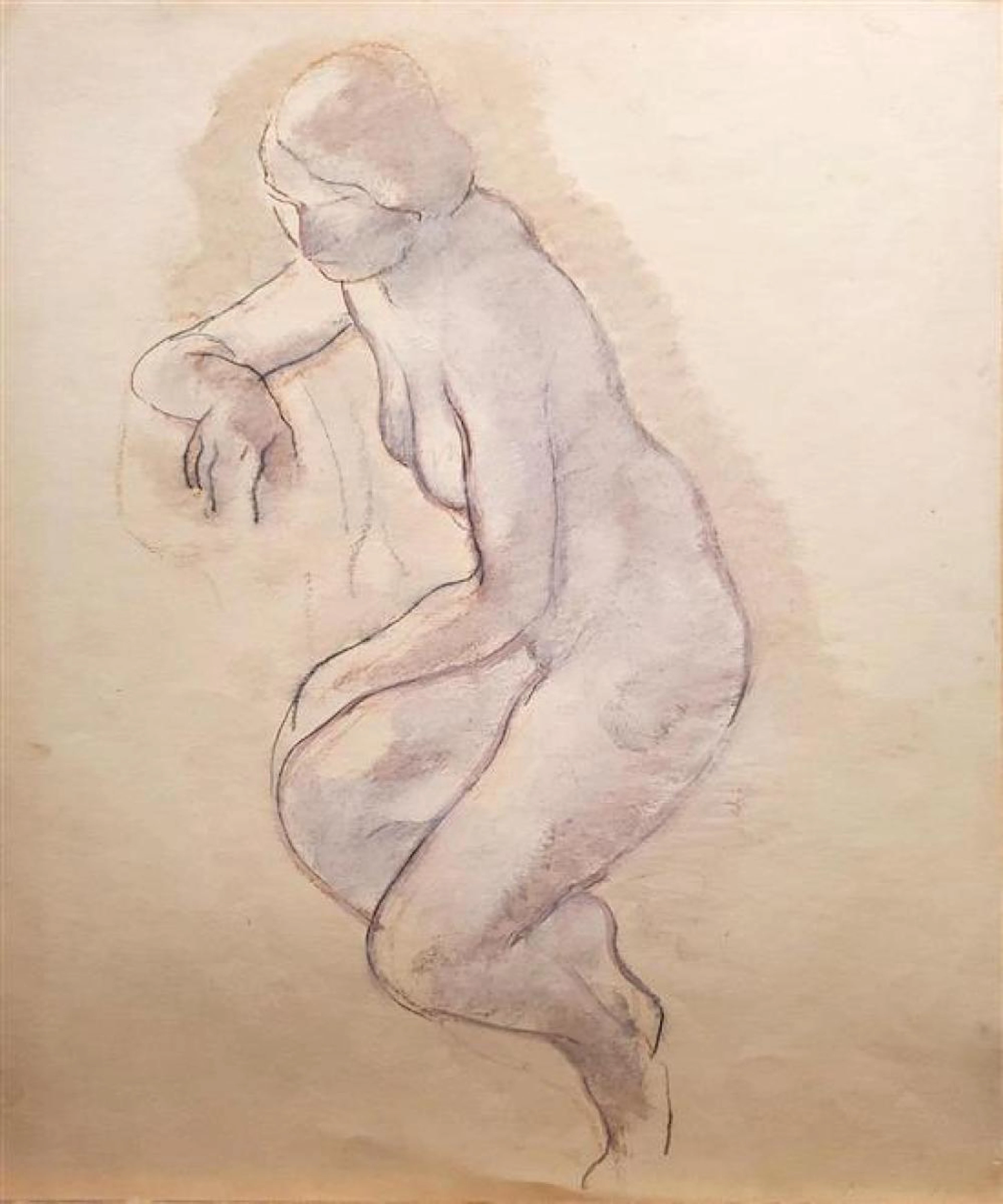 Leopold Gottlieb 1883-1934 (French) Nude watercolor and pencil on paper