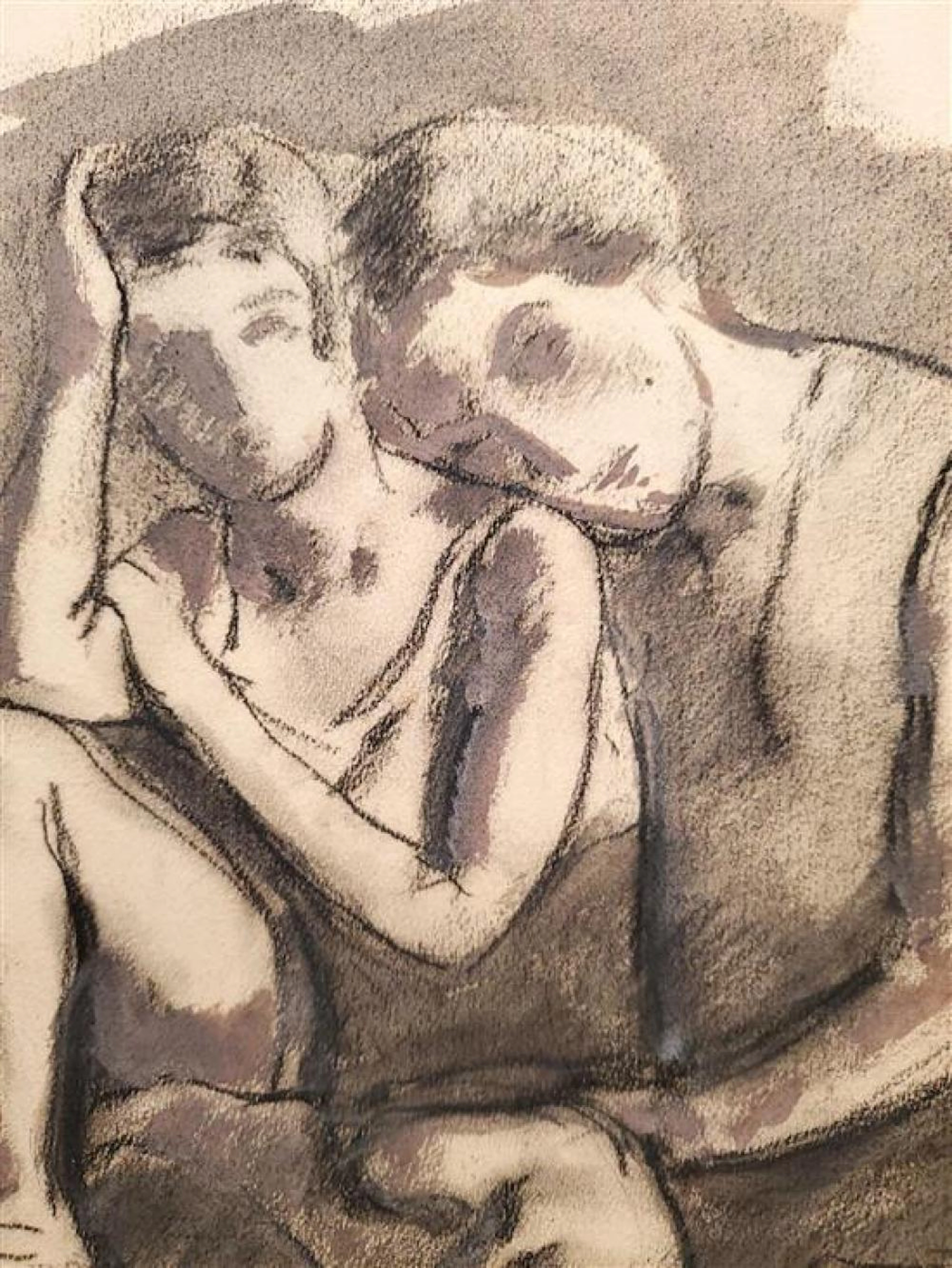 Leopold Gottlieb 1883-1934 (French) Friends, 1932 charcoal on paper